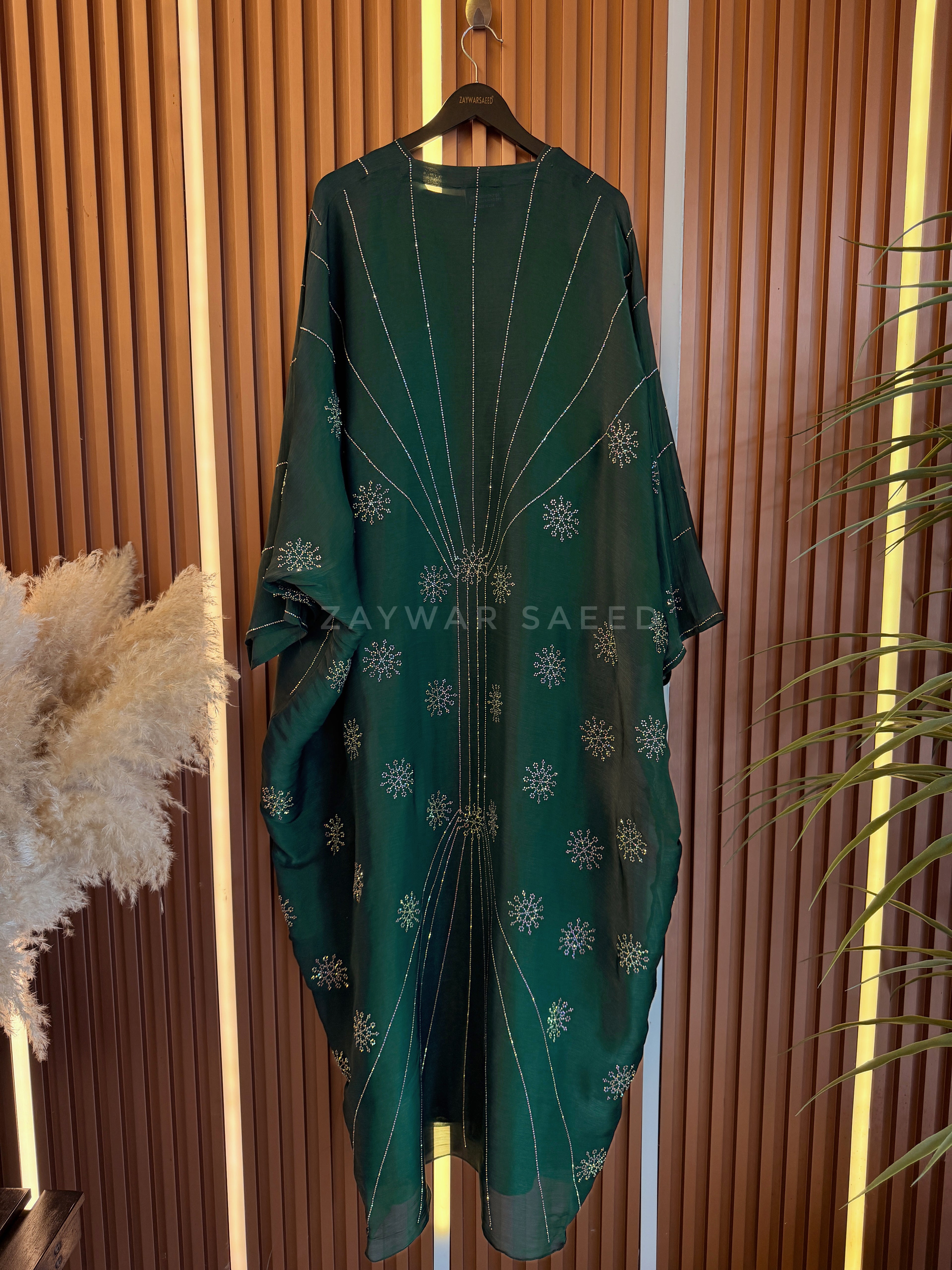 ZARIYA EMERALD GREEN CARDIGAN ABAYA