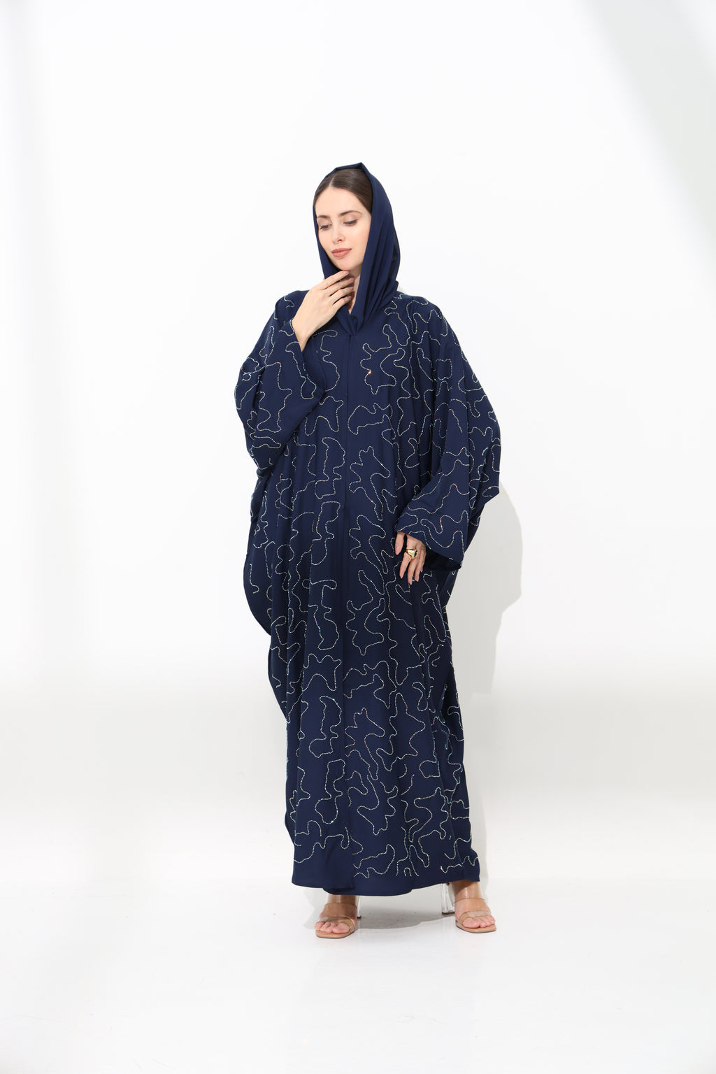 Nadra Dark Blue Farasha Abaya