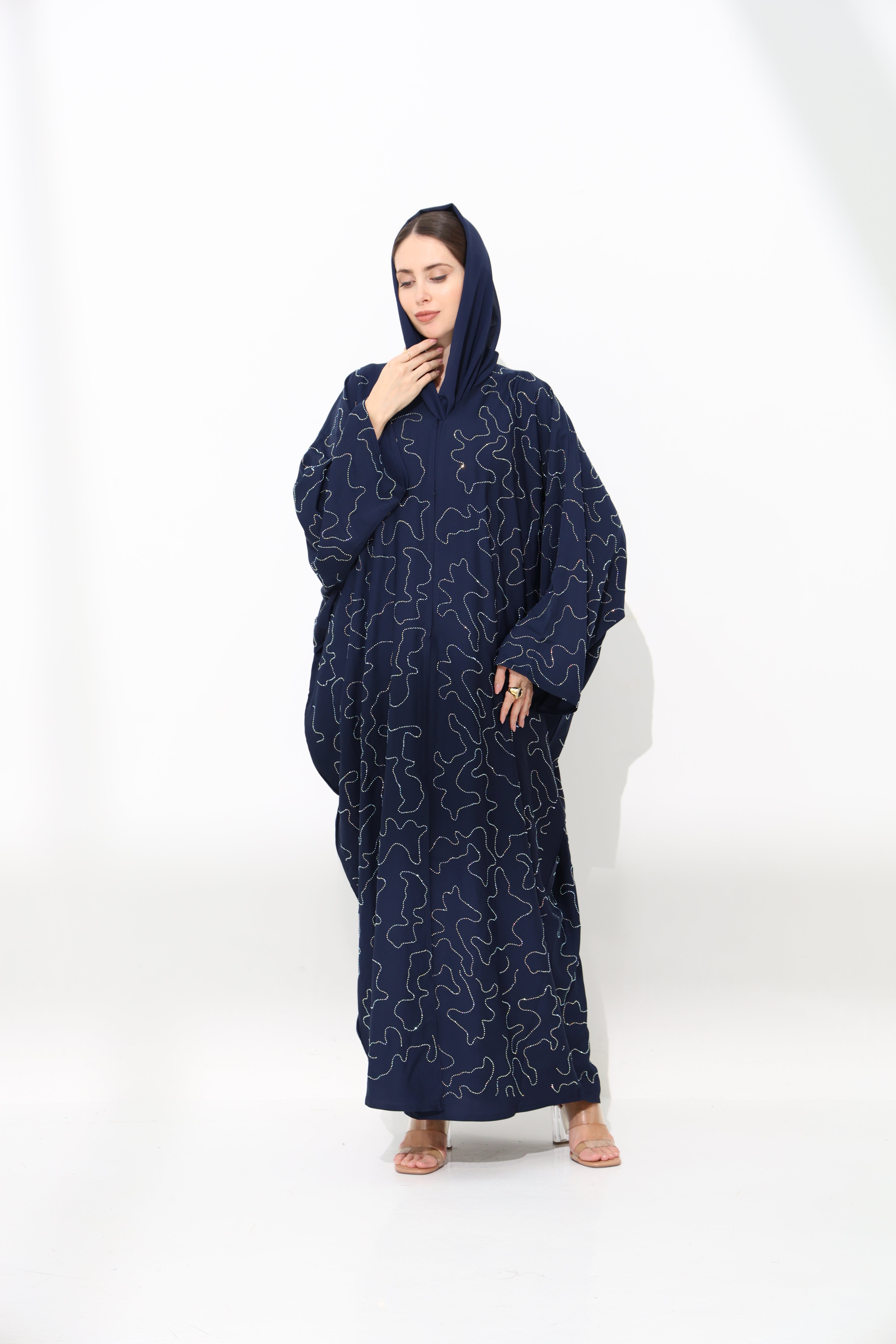 Nadra Dark Blue Farasha Abaya