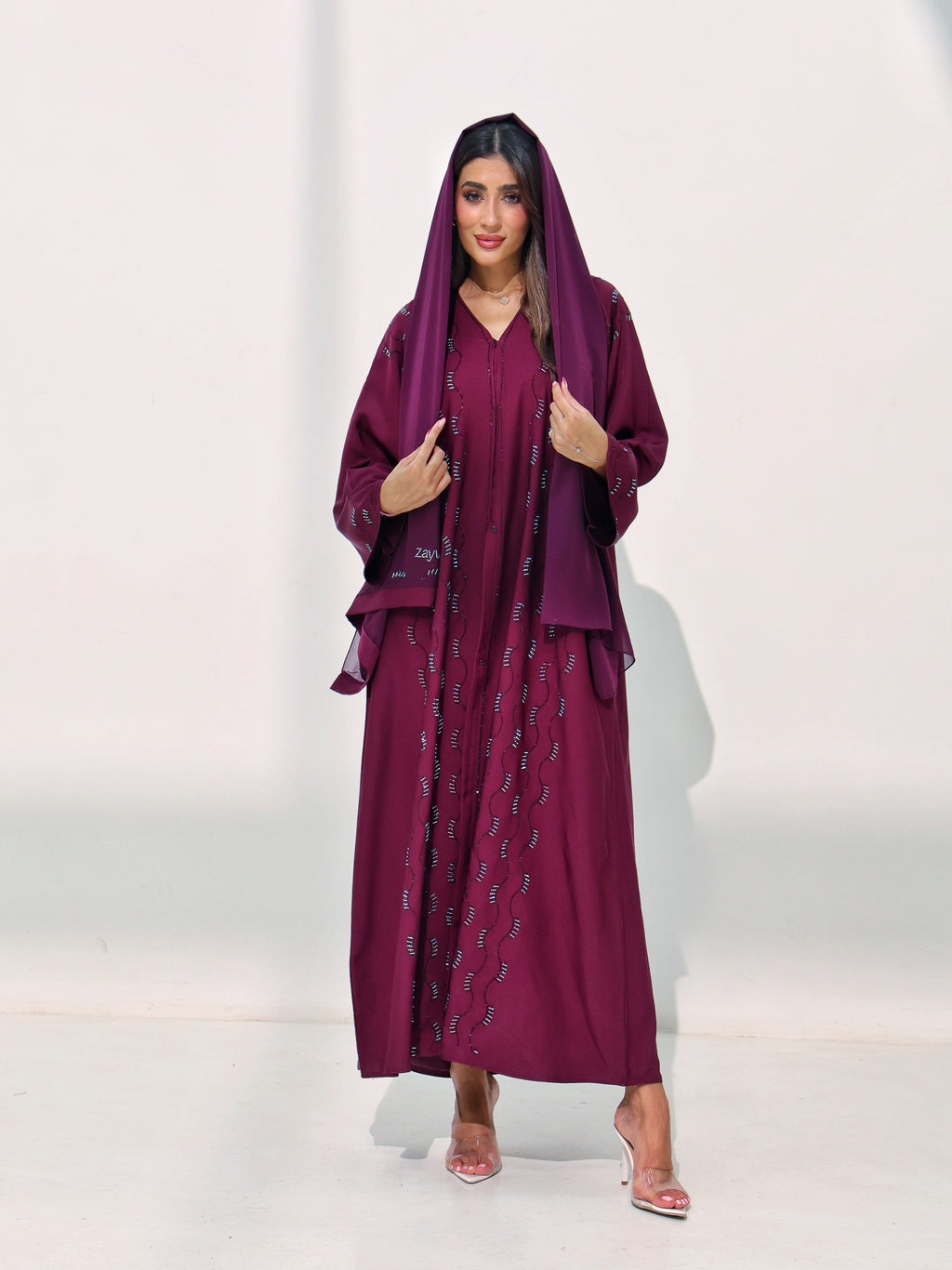 Safa Deep Plum abaya