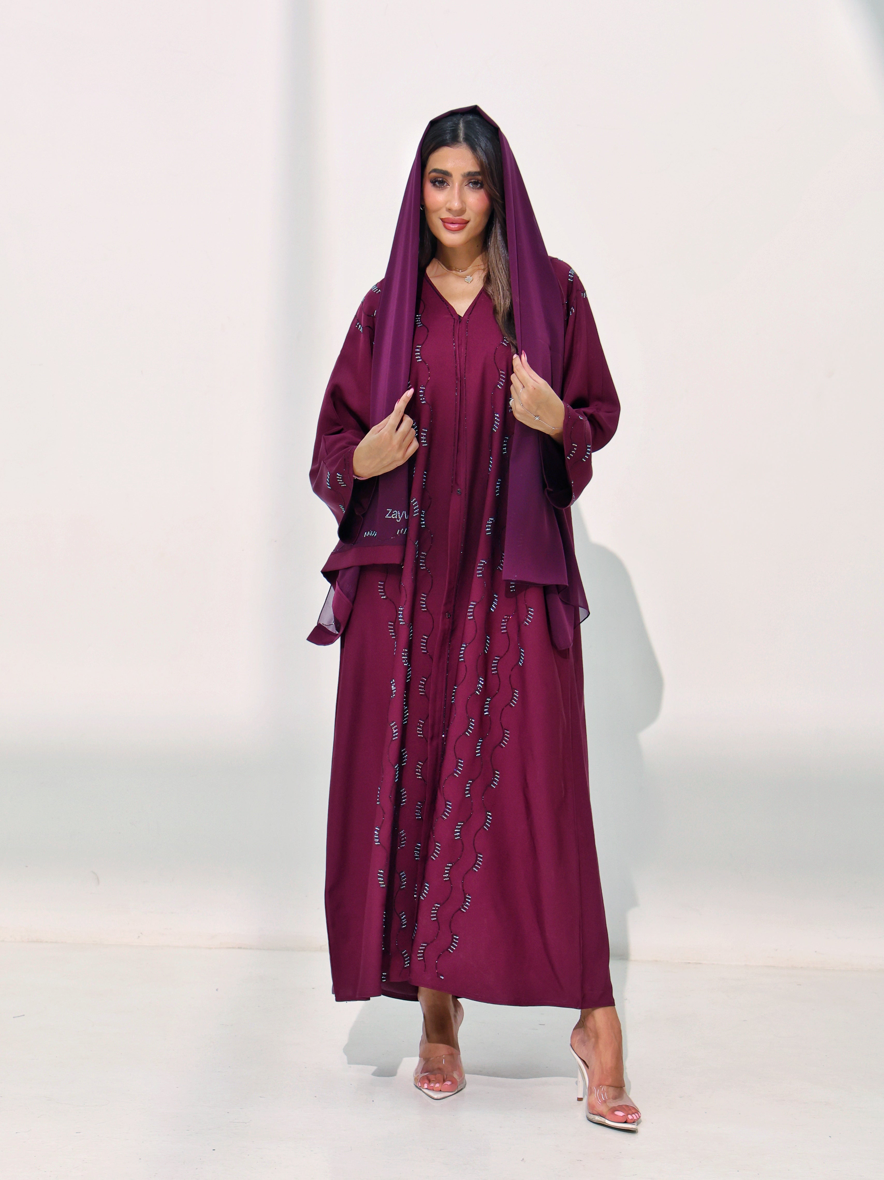 Safa Deep Plum abaya