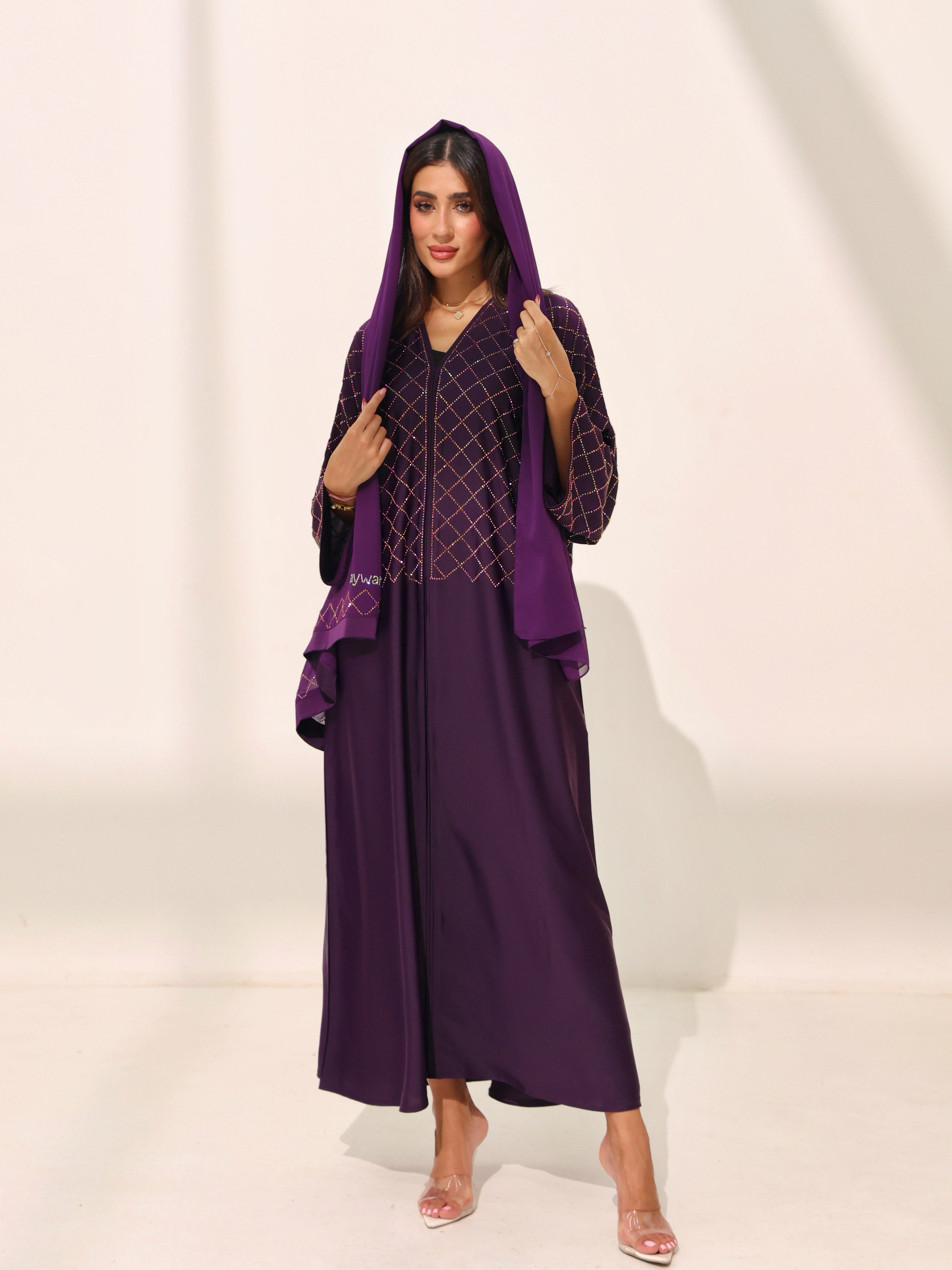 Kiraz Dark Purple Abaya
