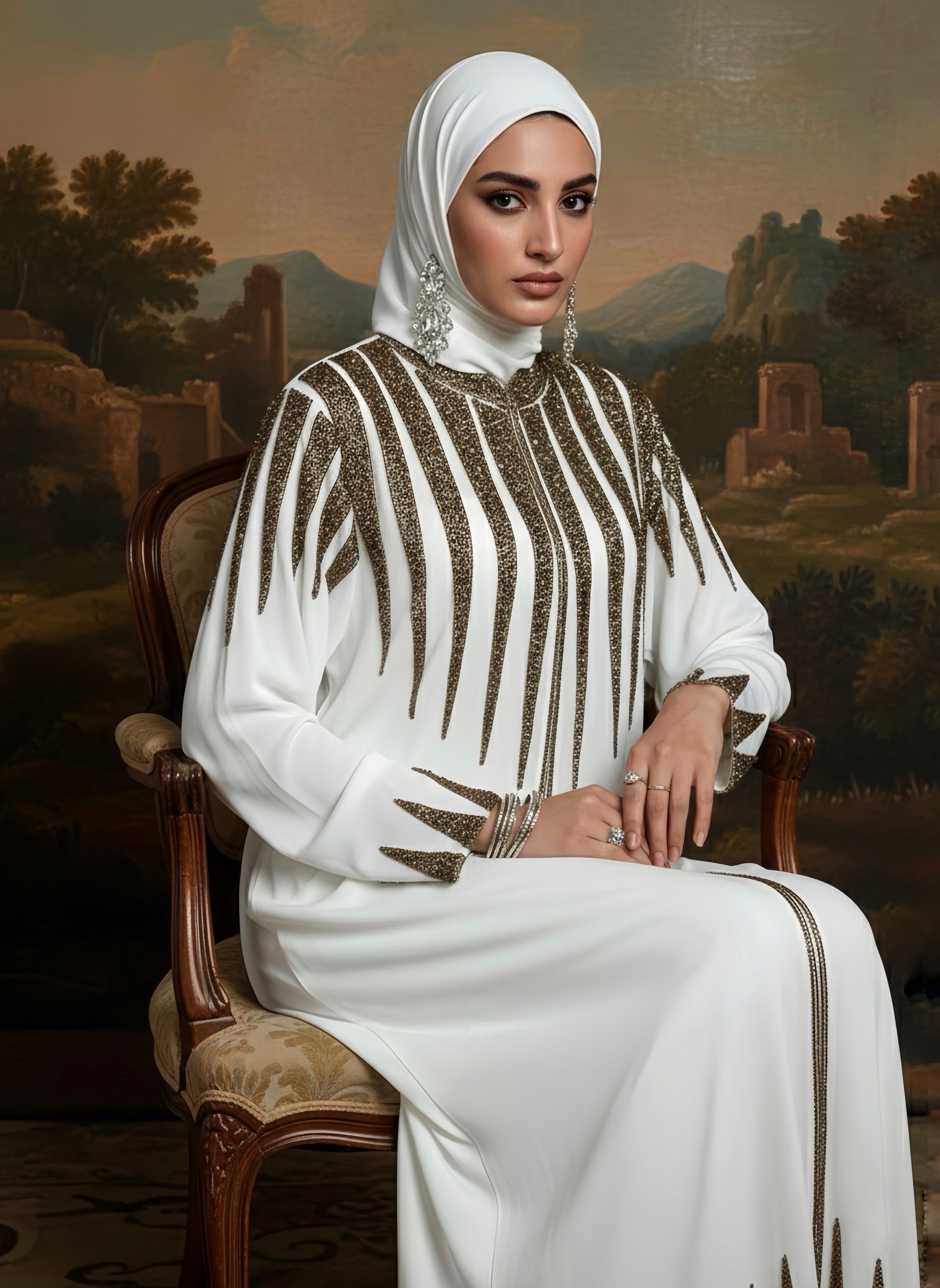 Malika Overcoat Hand Beaded Abaya (MA-B)