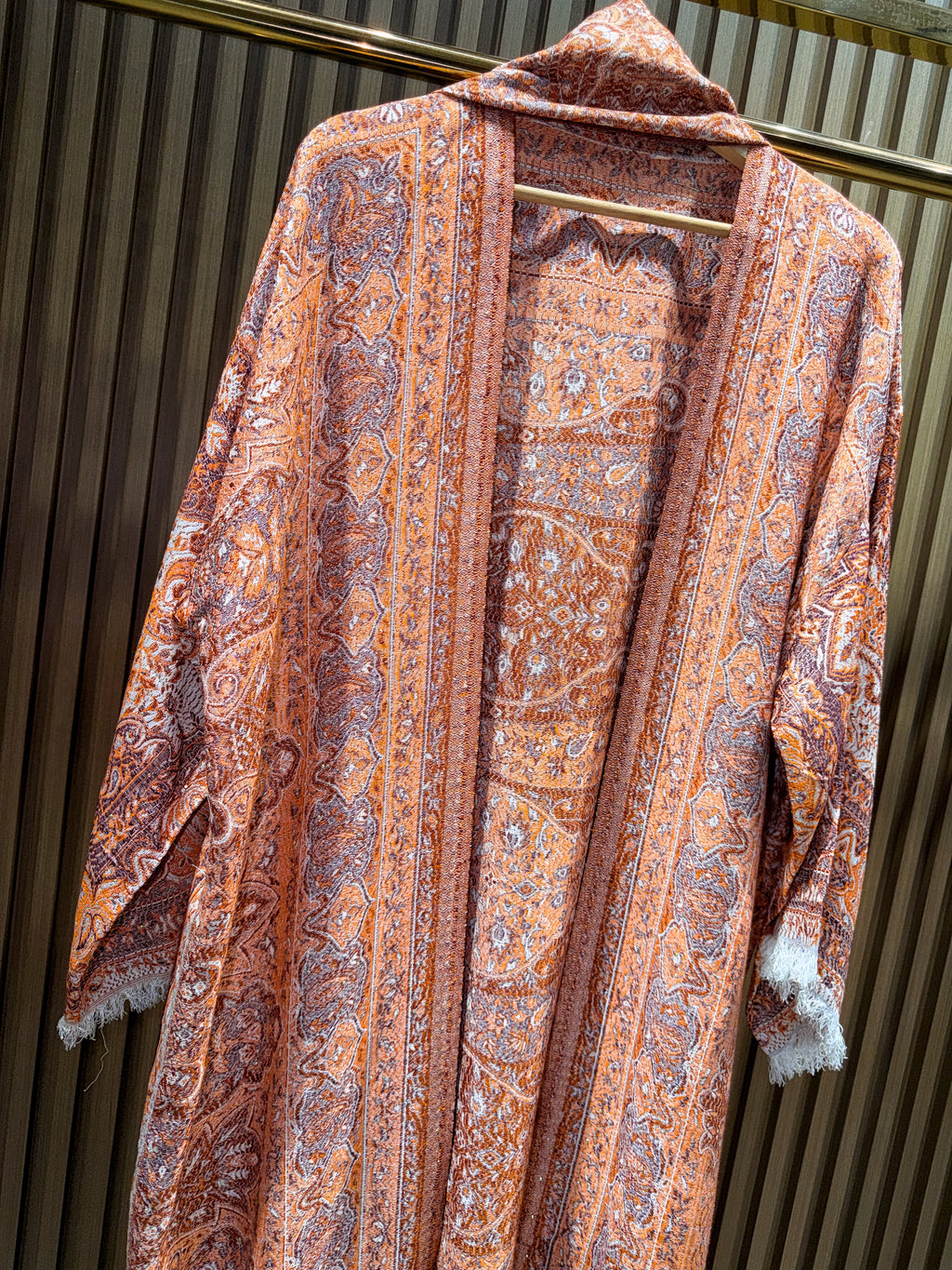 Pashmina Cardigan Abaya - Coral Peach