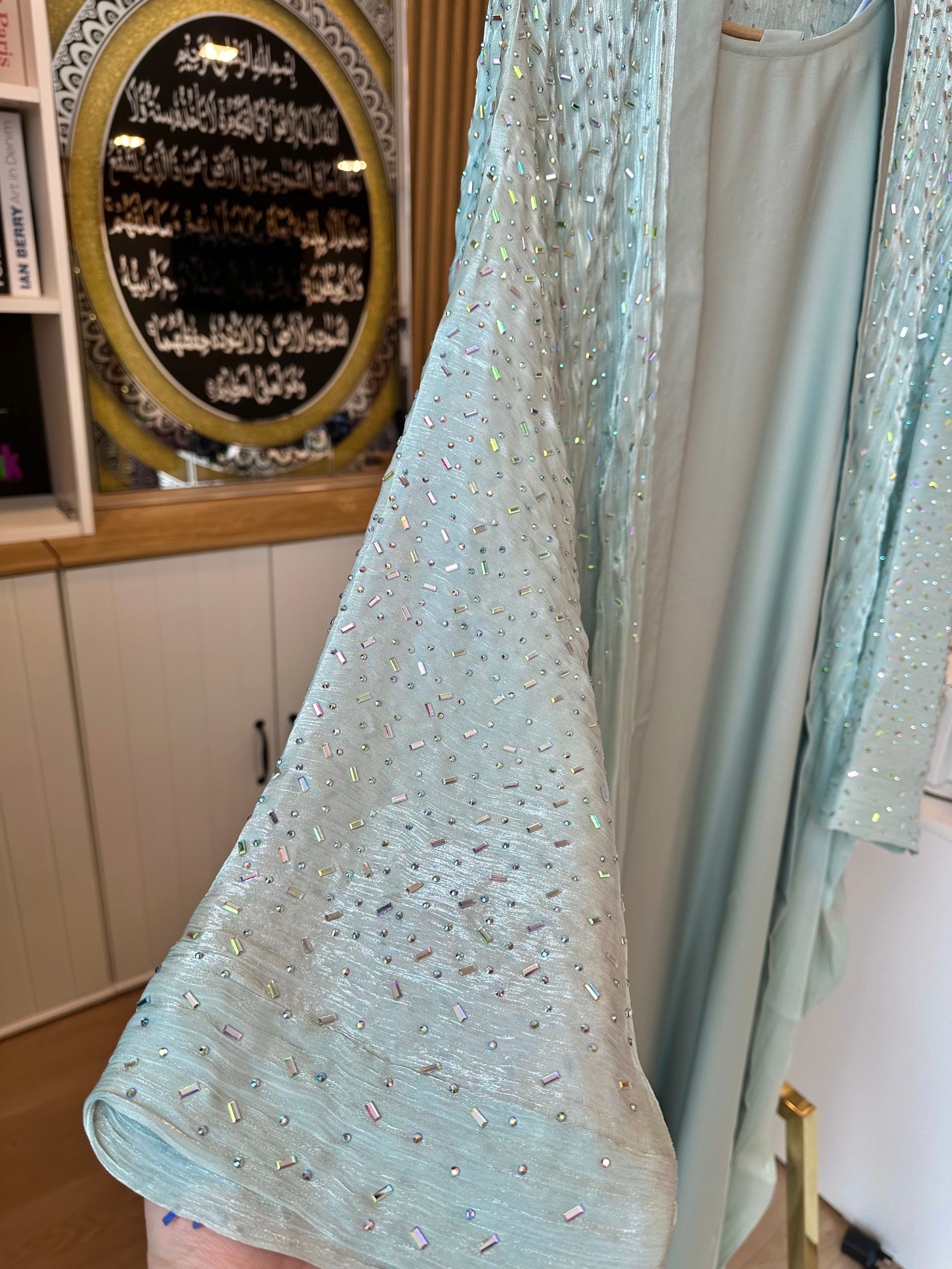 Aleeza Sage green Cardigan Abaya