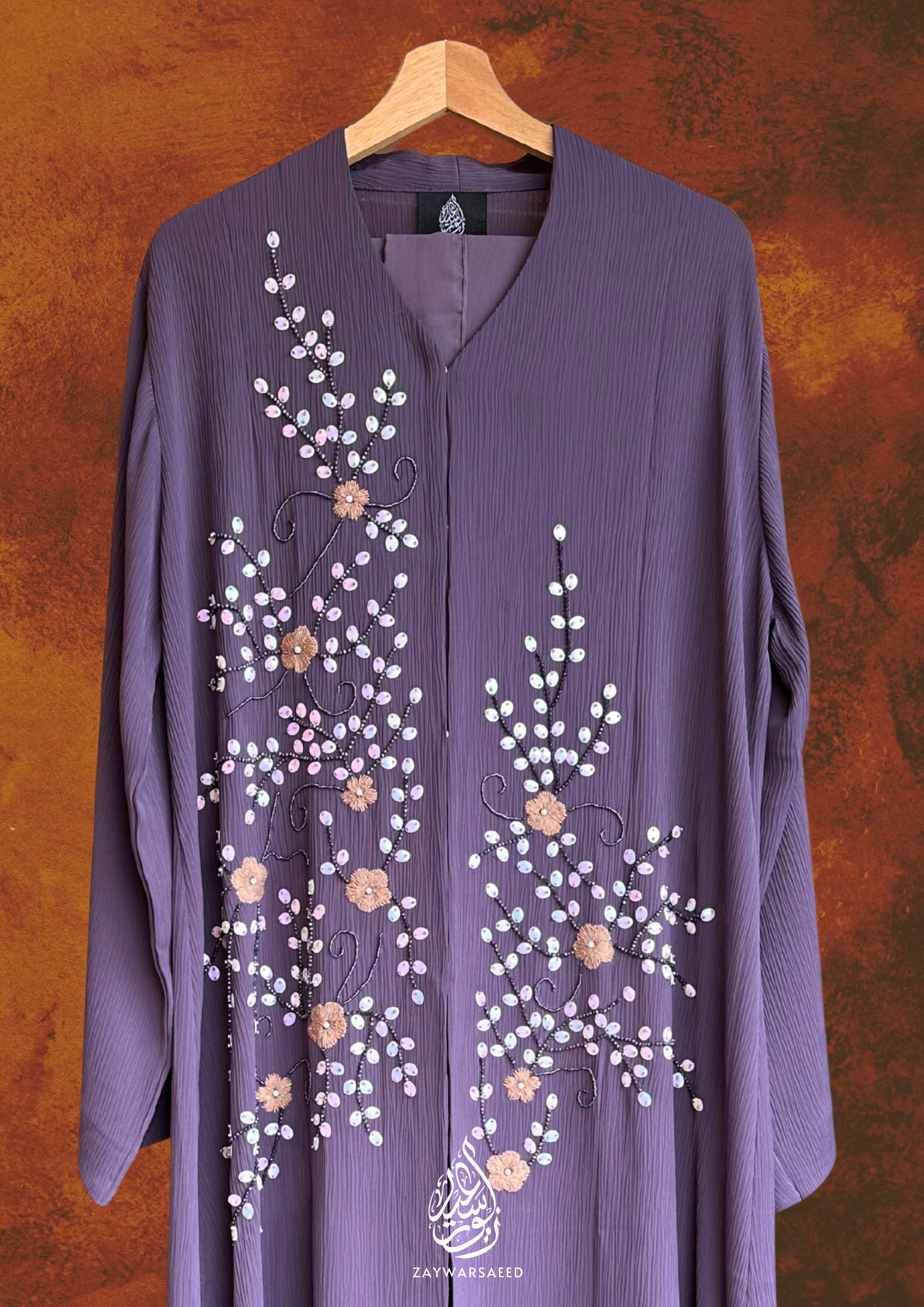 Azmeen Mauve Orchid Blossom Abaya