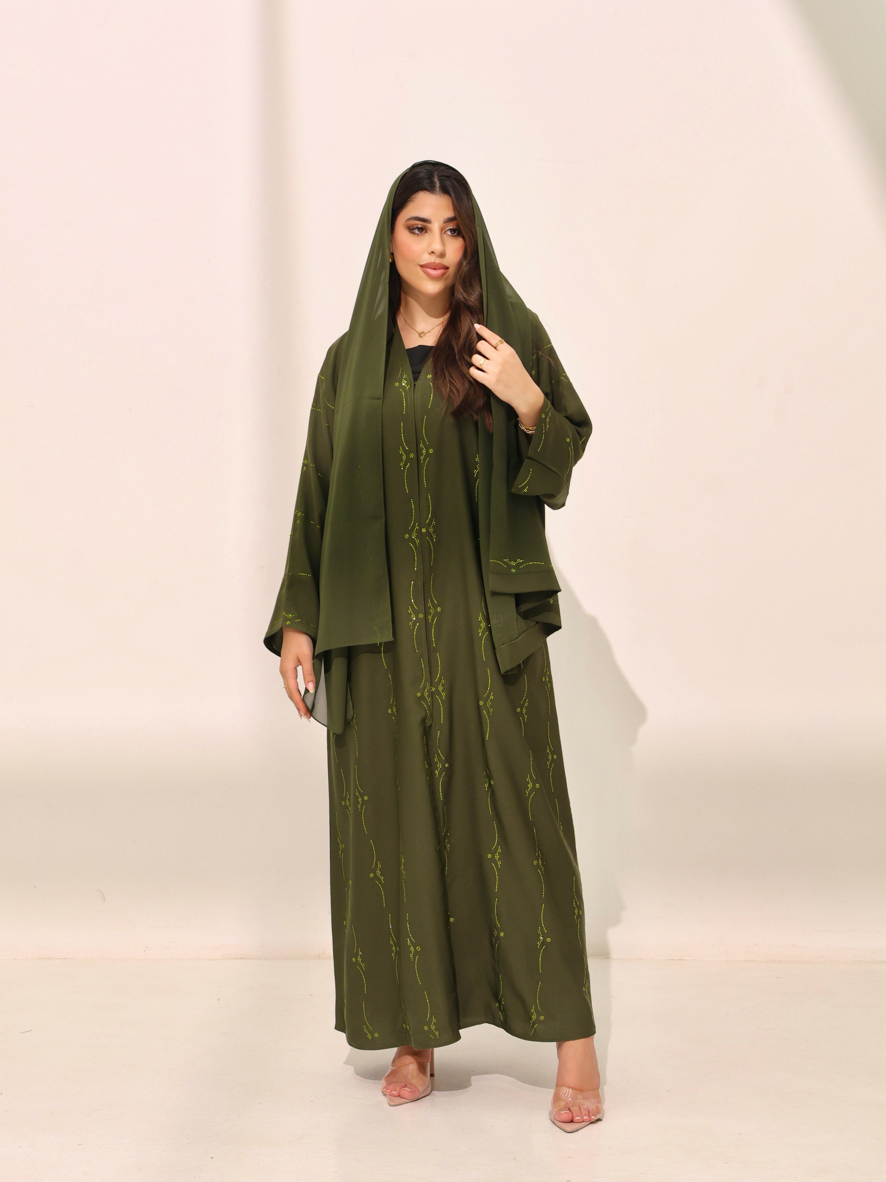 Jameela Olive Green Abaya
