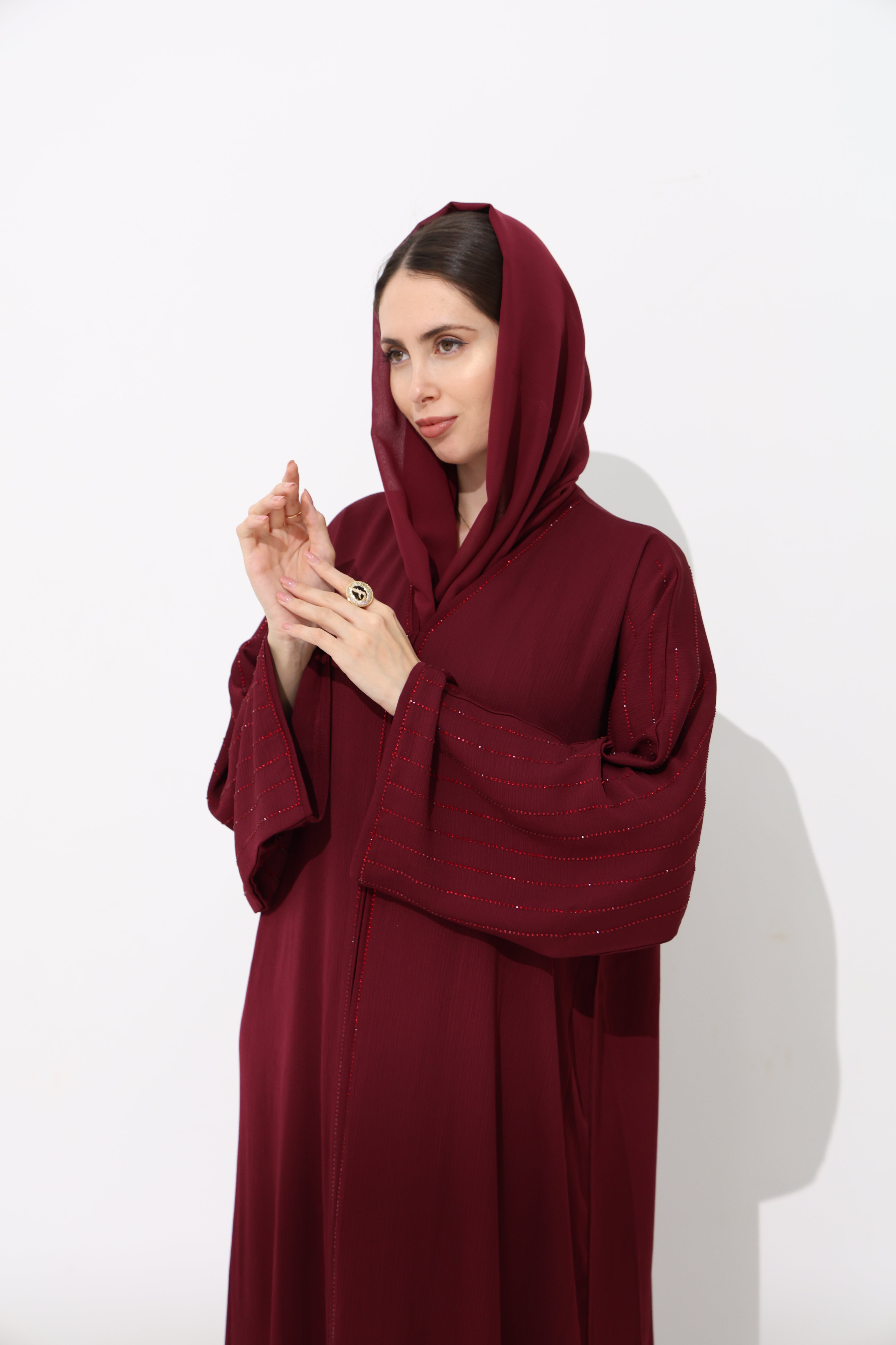 Aurora Deep Maroon Abaya