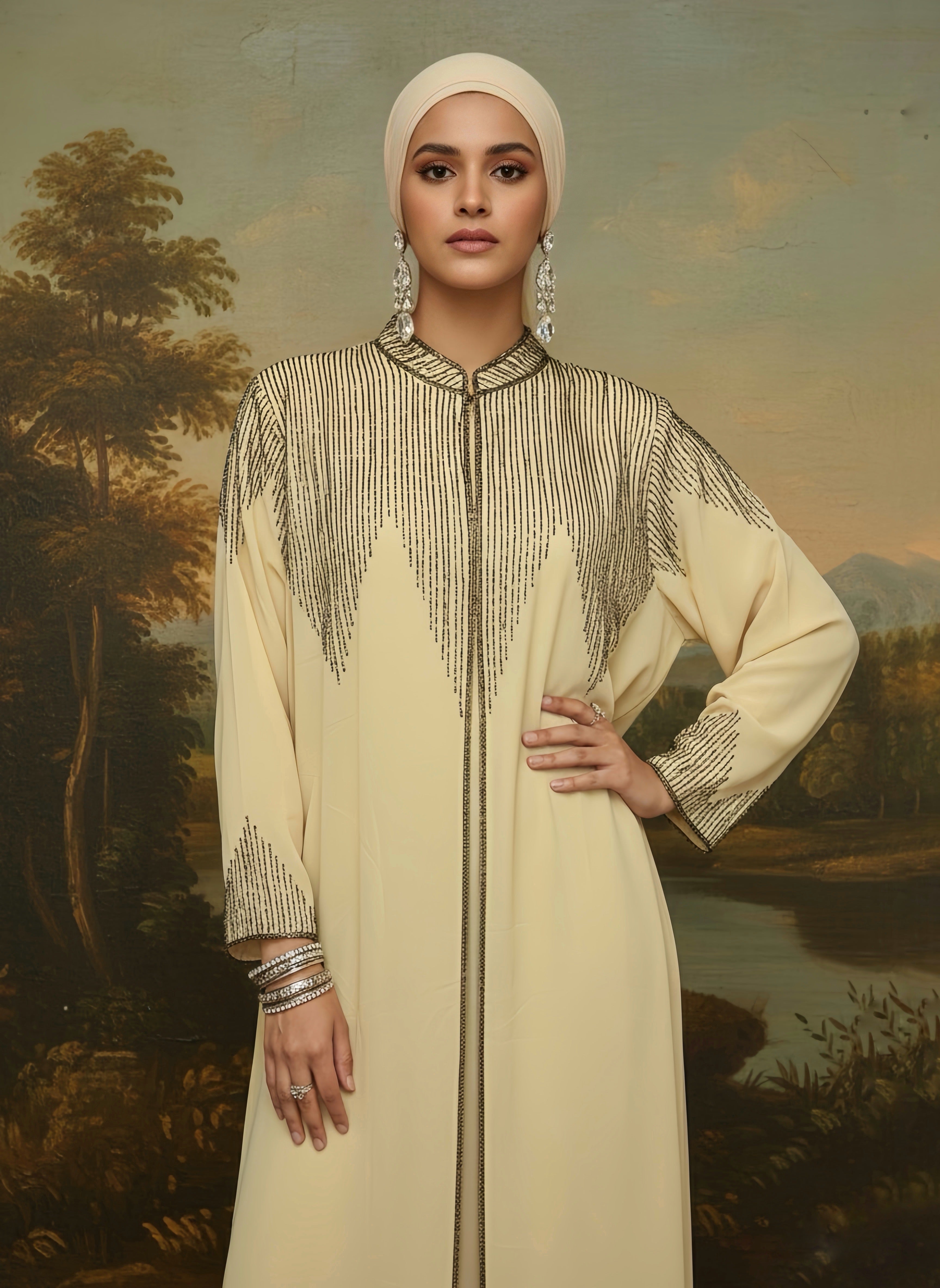 Malika Overcoat Hand Beaded Abaya (MA-c)