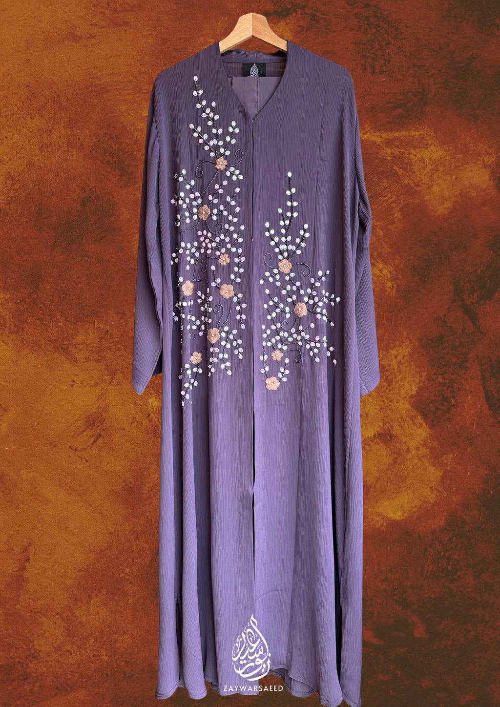 Azmeen Mauve Orchid Blossom Abaya