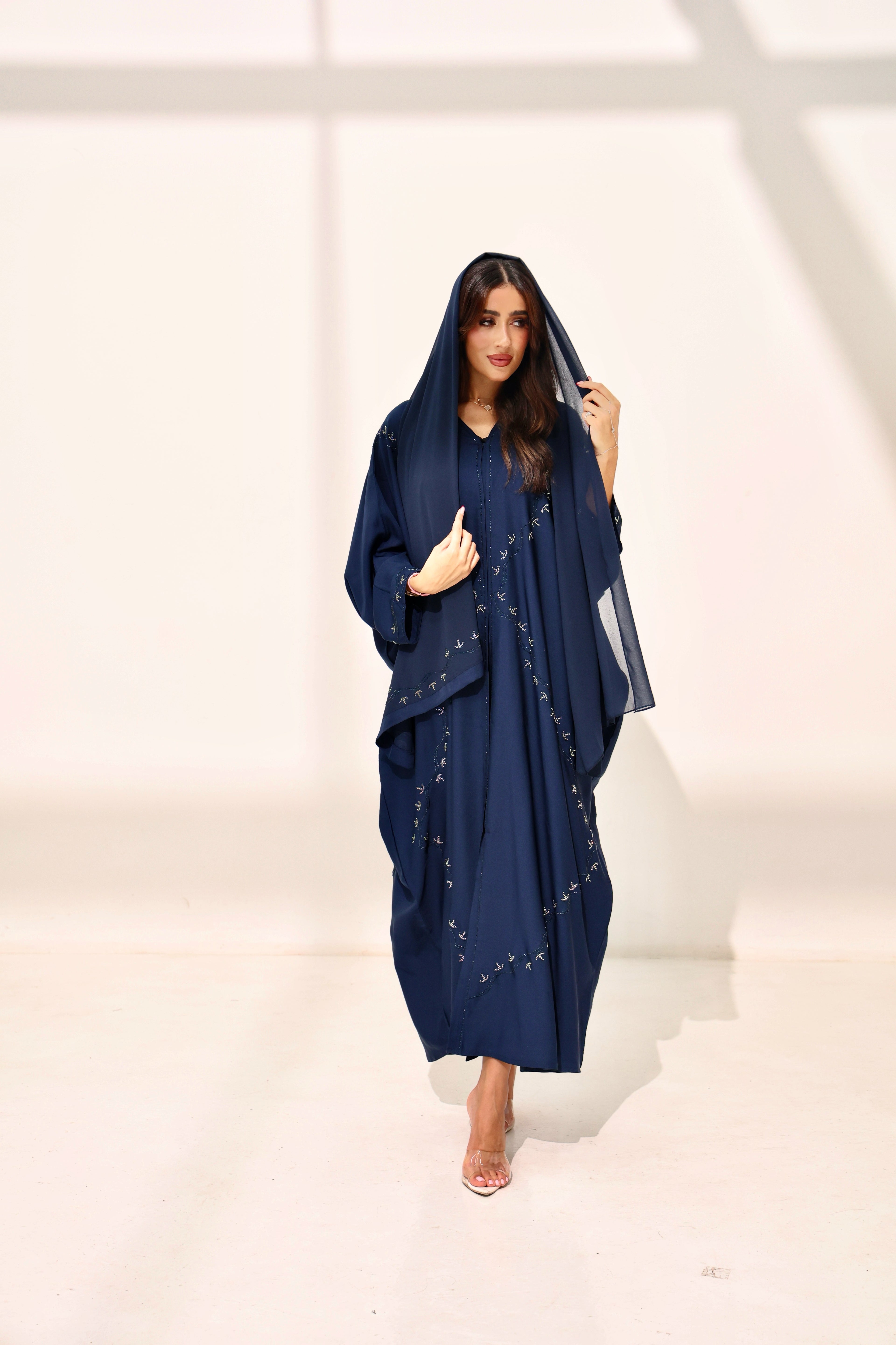 Asma Navy Blue Farasha Abaya