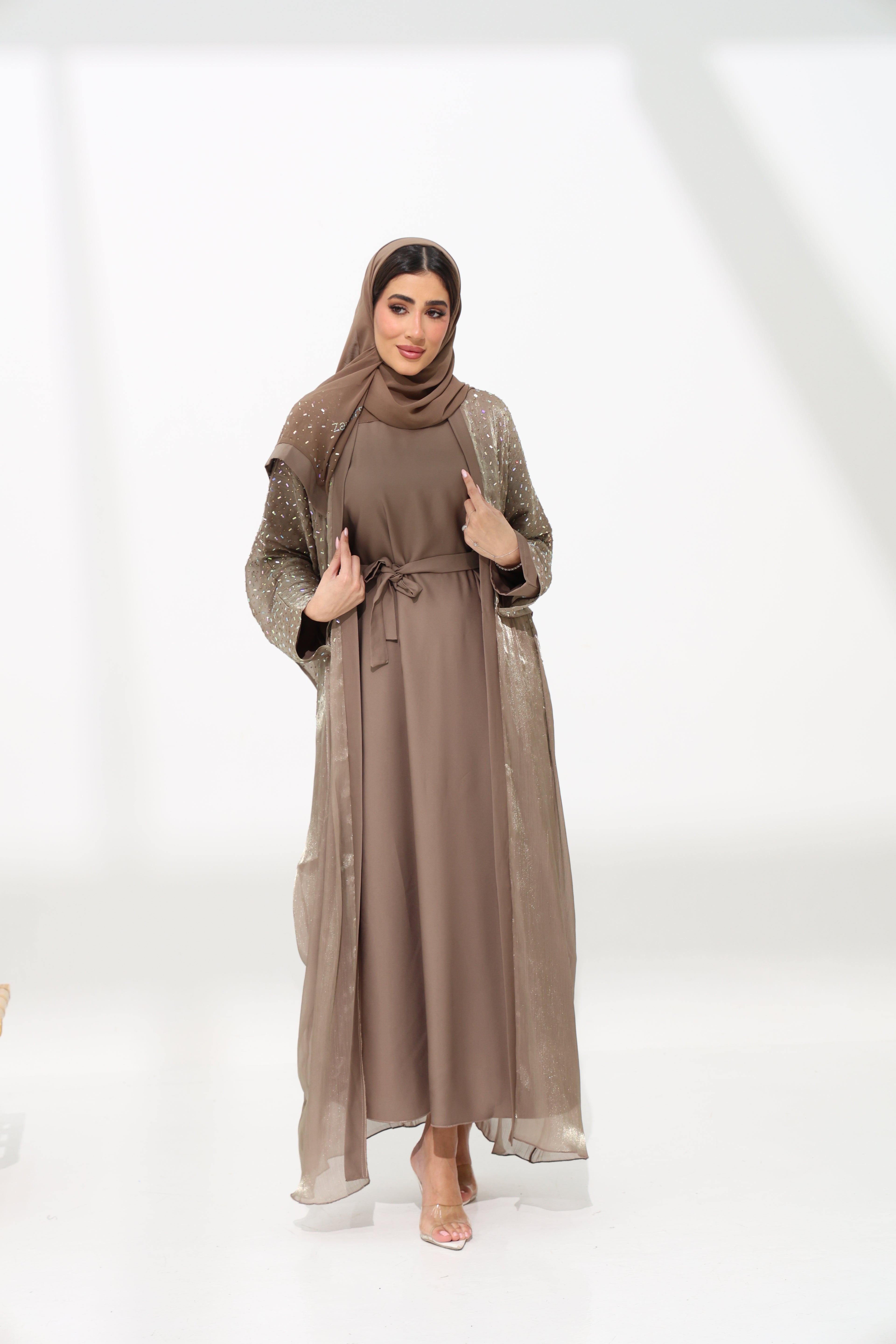 Aleeza Brown Cardigan Abaya