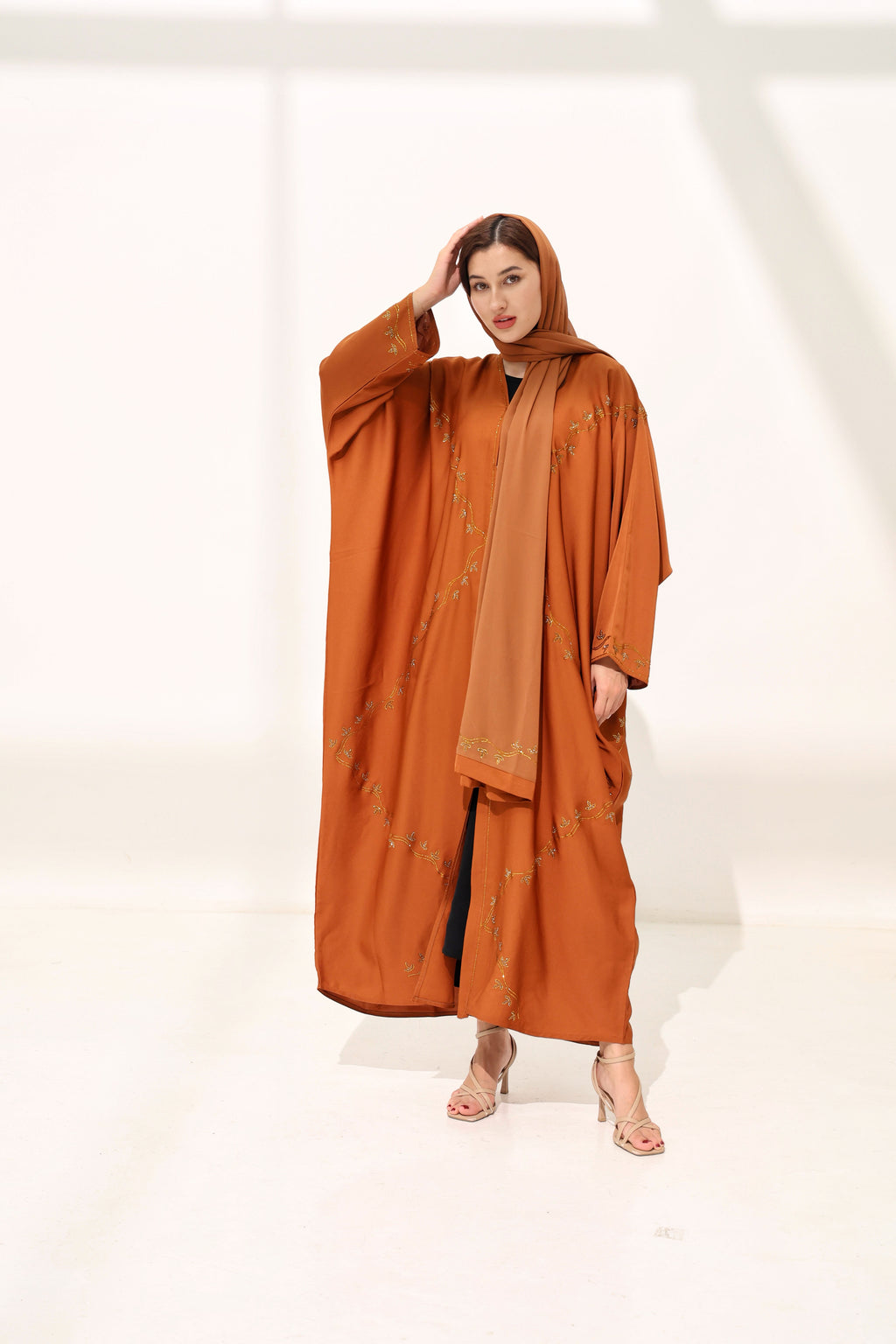 Asma Burnt Terracota Farasha Abaya