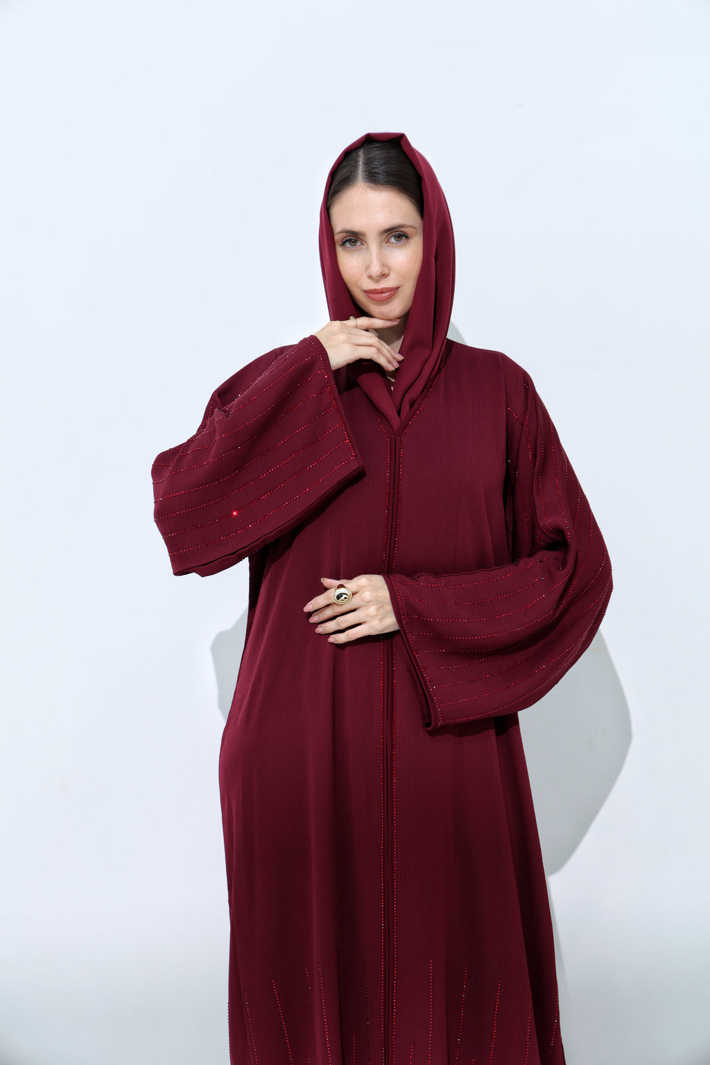 Aurora Burgandy Abaya