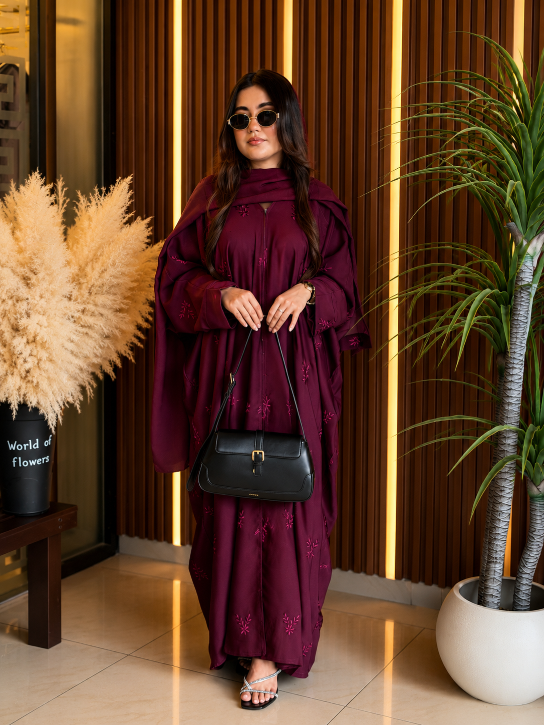 Yasmeen Burgandy Farasha Abaya