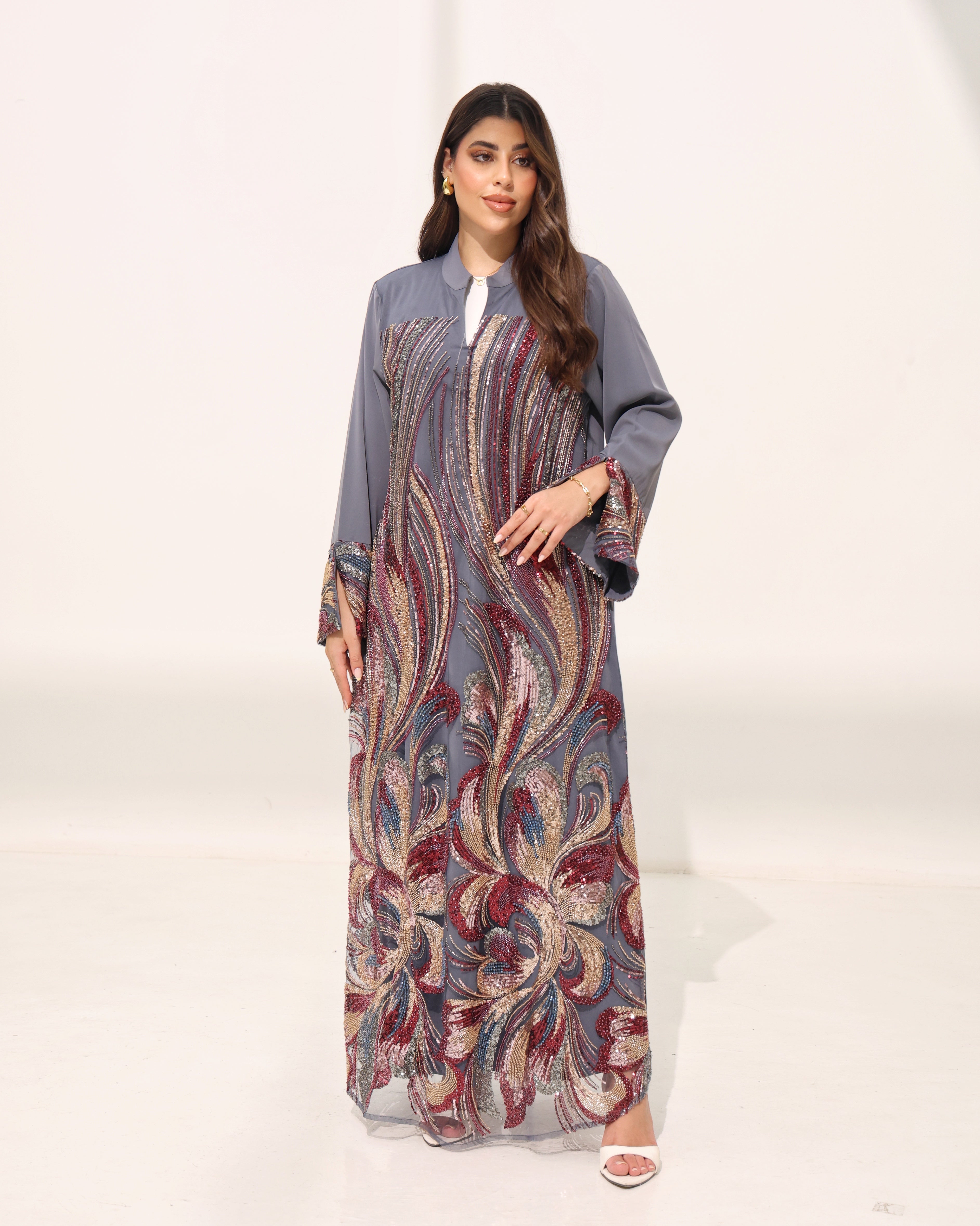 Zareen Luxe - Crimson Whirl Luxury Dress