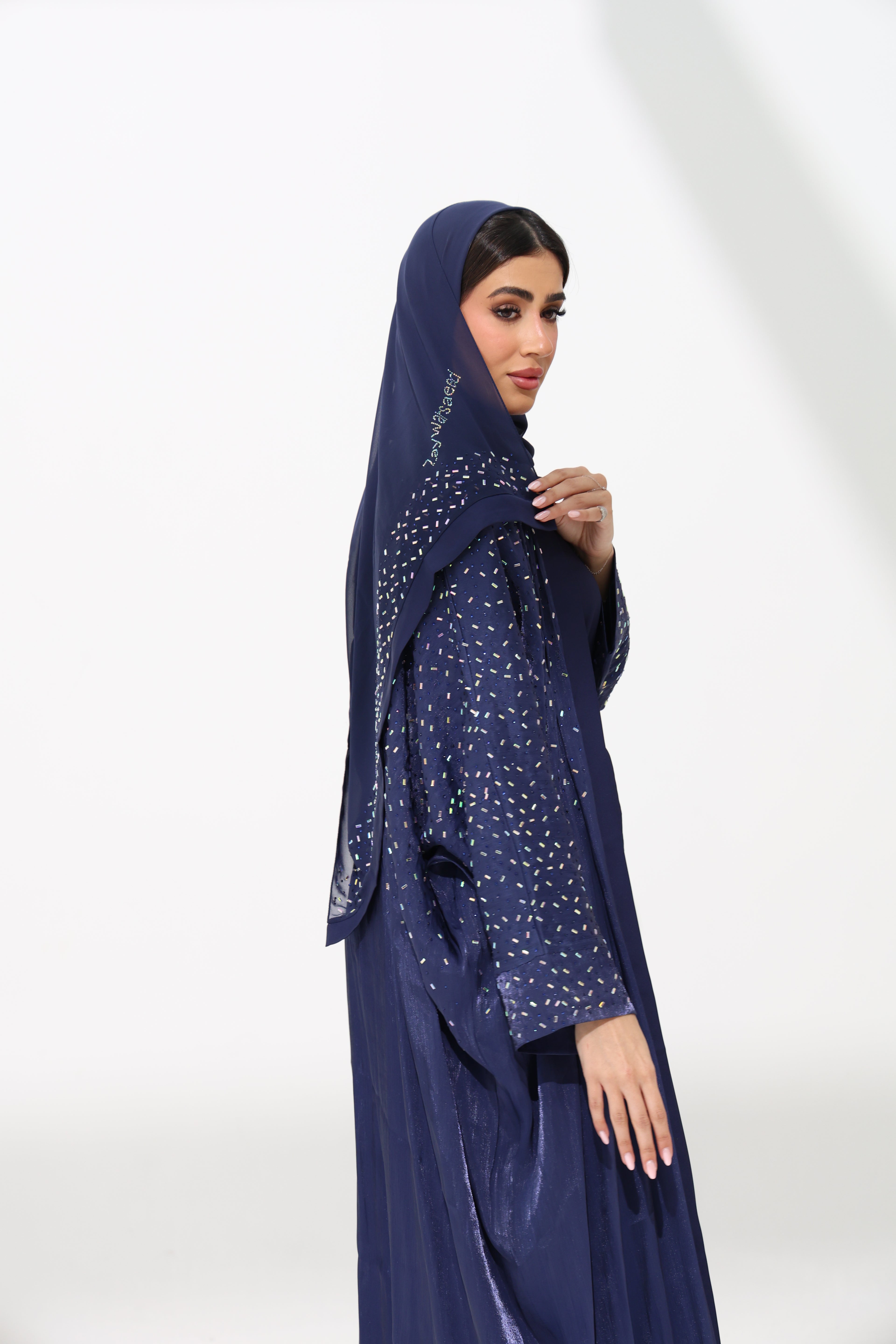 Aleeza Dark Blue Cardigan Abaya