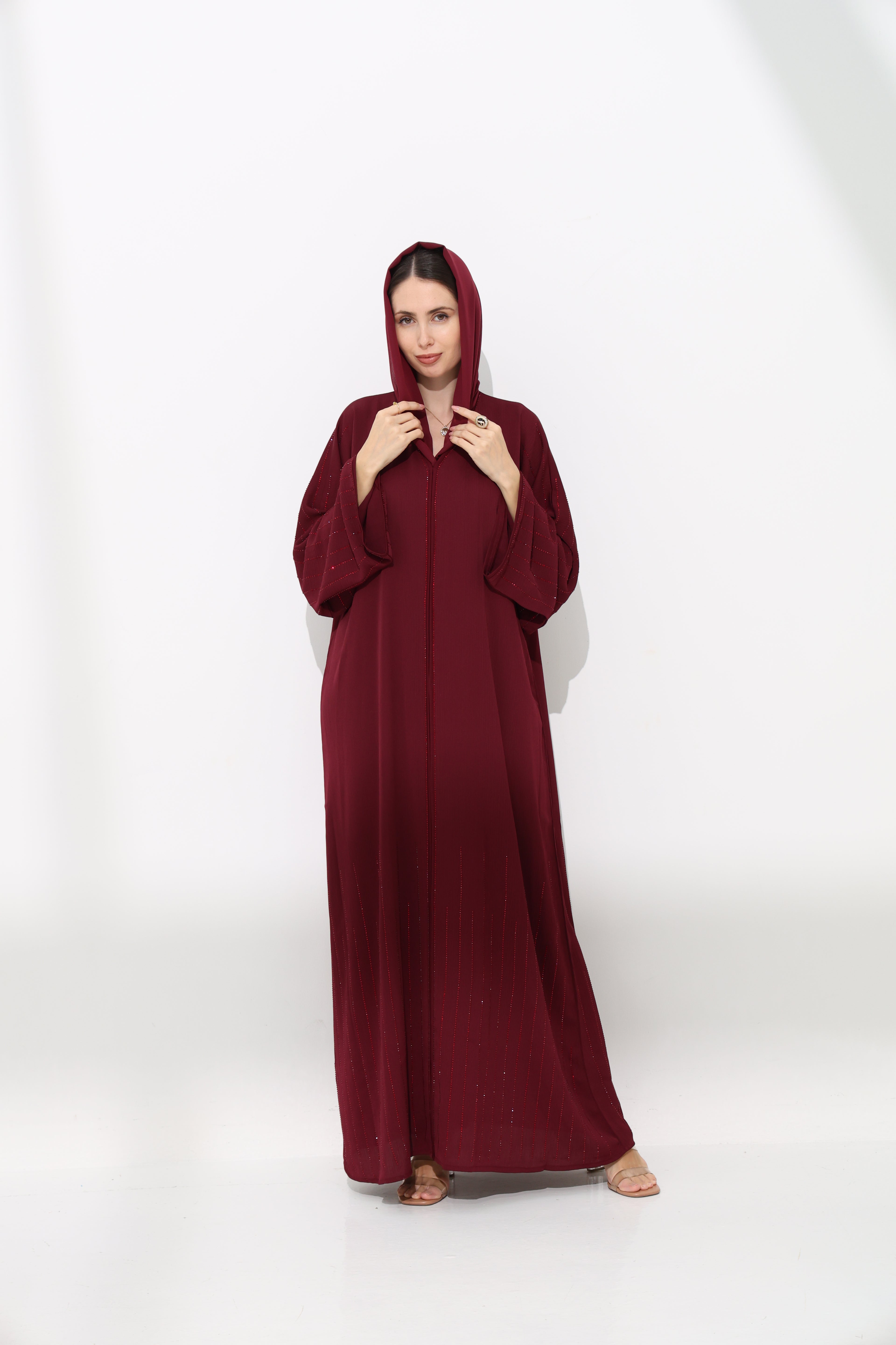 Aurora Deep Maroon Abaya