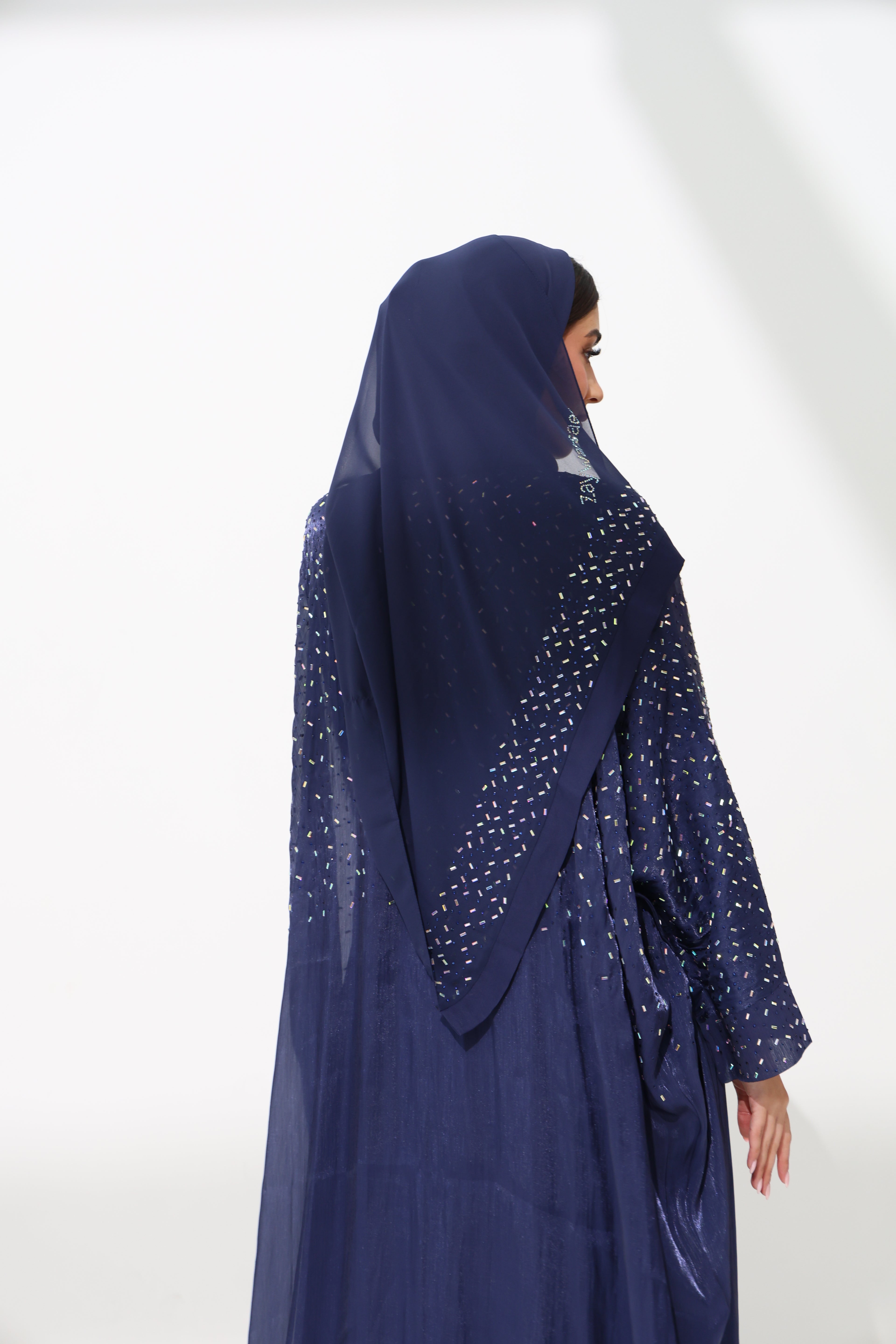 Aleeza Dark Blue Cardigan Abaya
