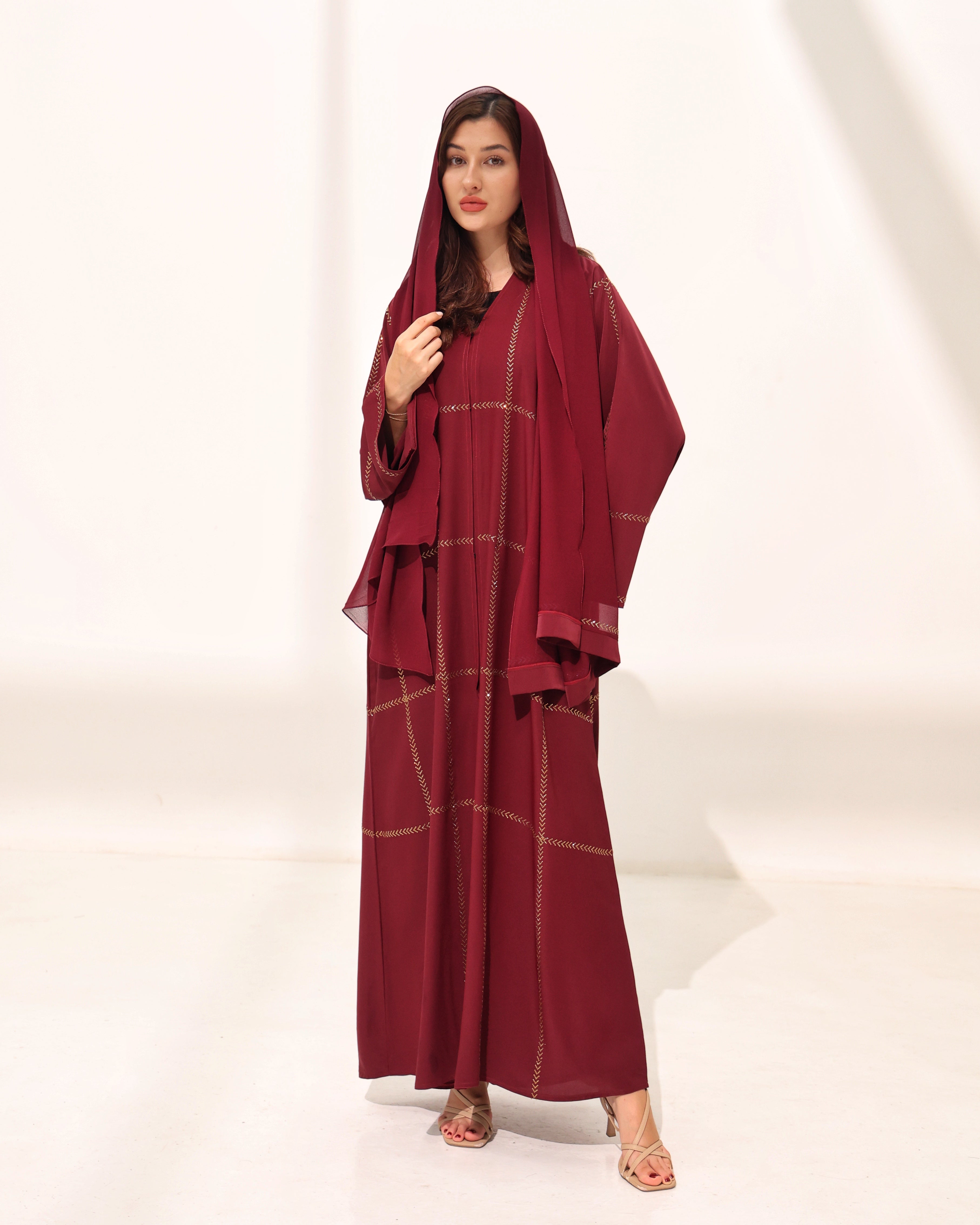 Arzoo Maroon Abaya