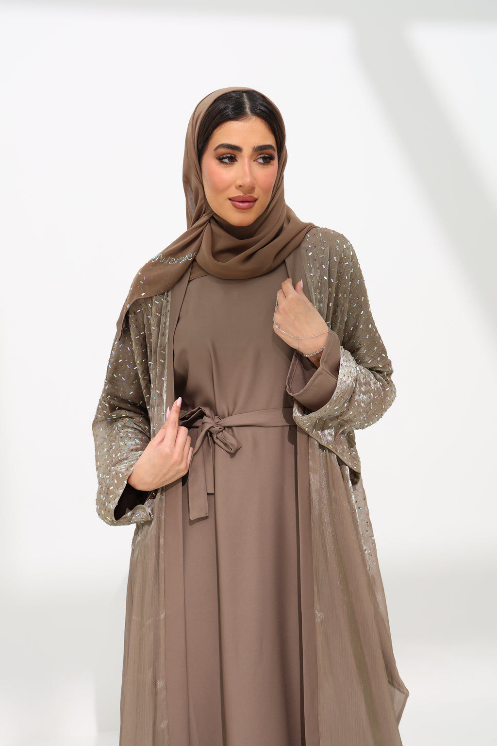 Aleeza Brown Cardigan Abaya