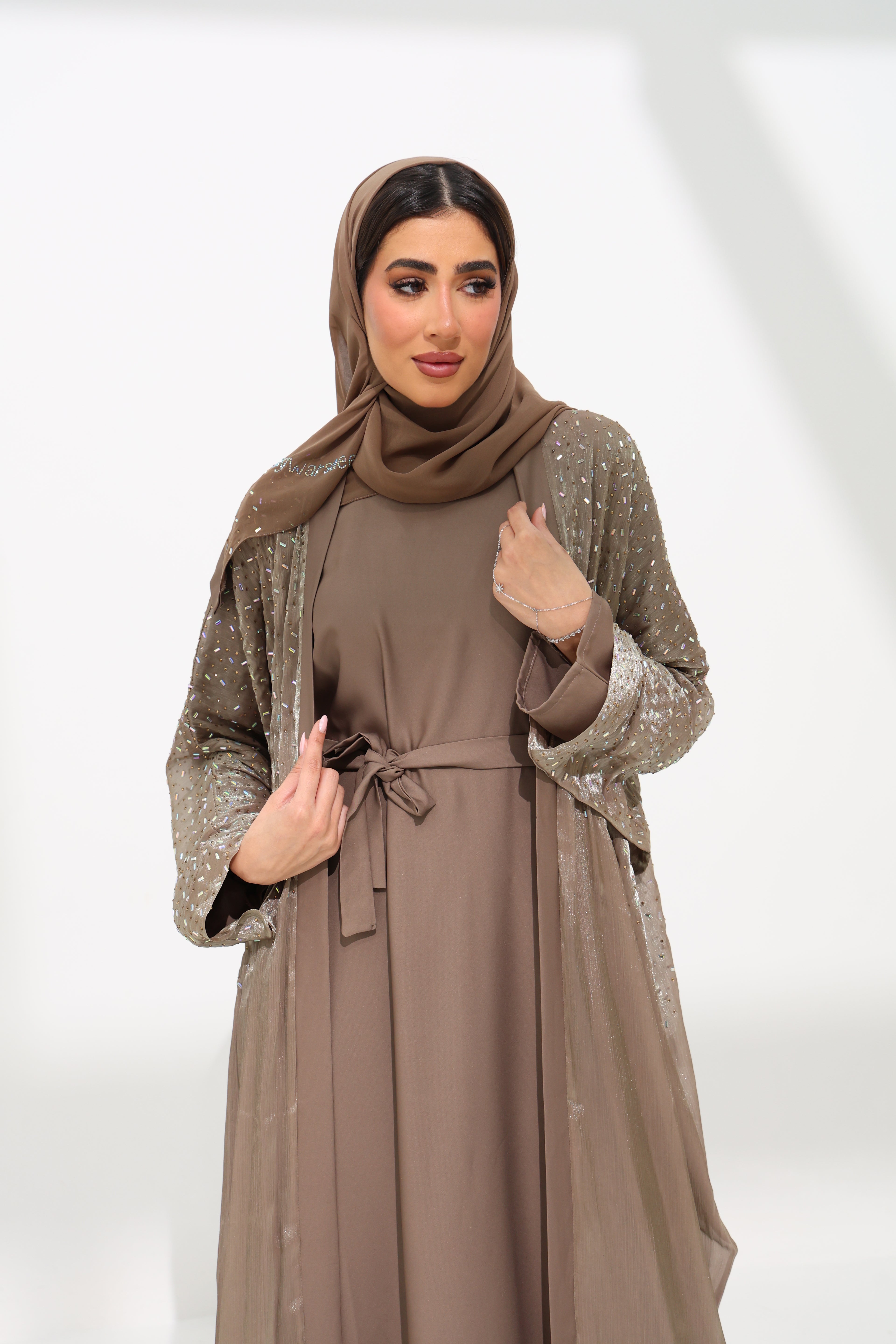 Aleeza Brown Cardigan Abaya