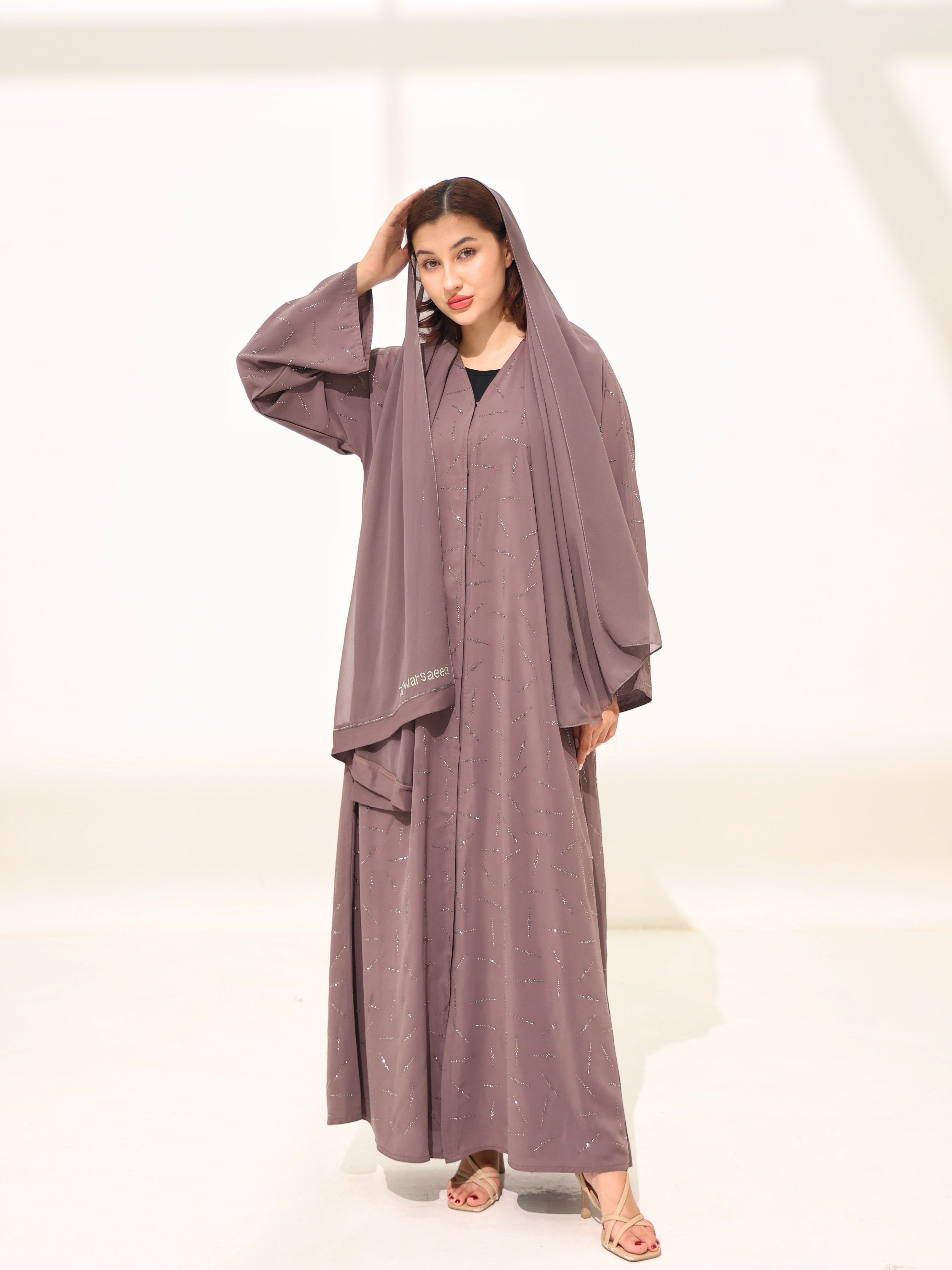 Mahara Smokey Mauve Abaya