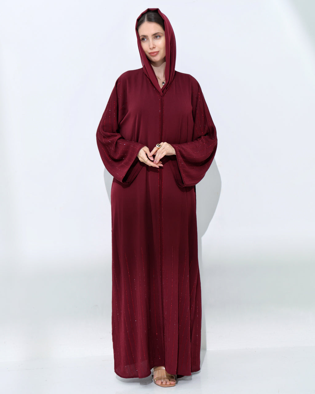Aurora Burgandy Abaya