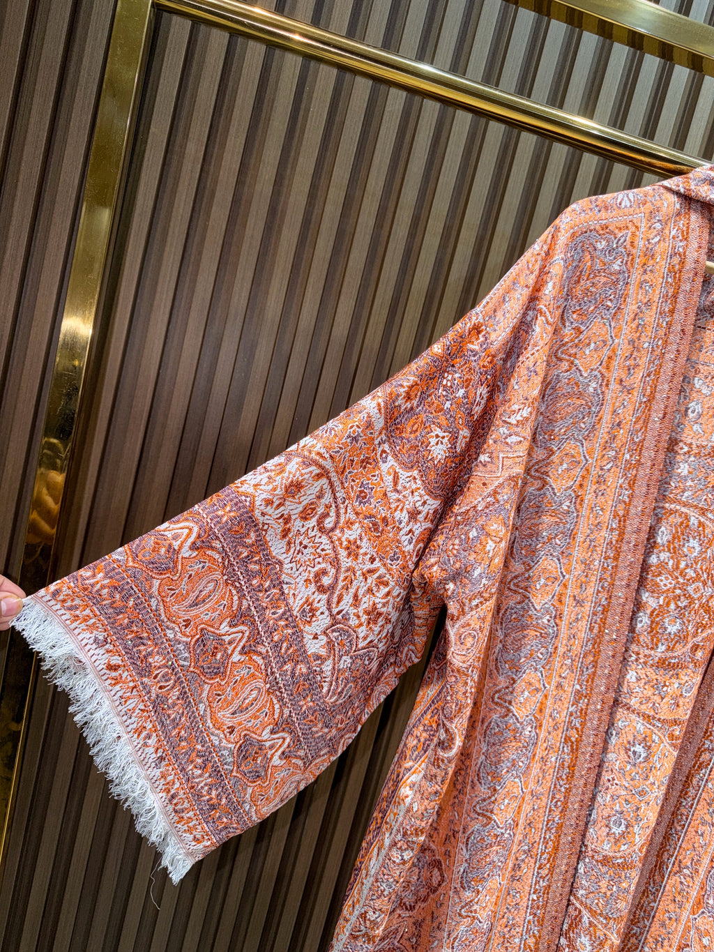 Pashmina Cardigan Abaya - Coral Peach