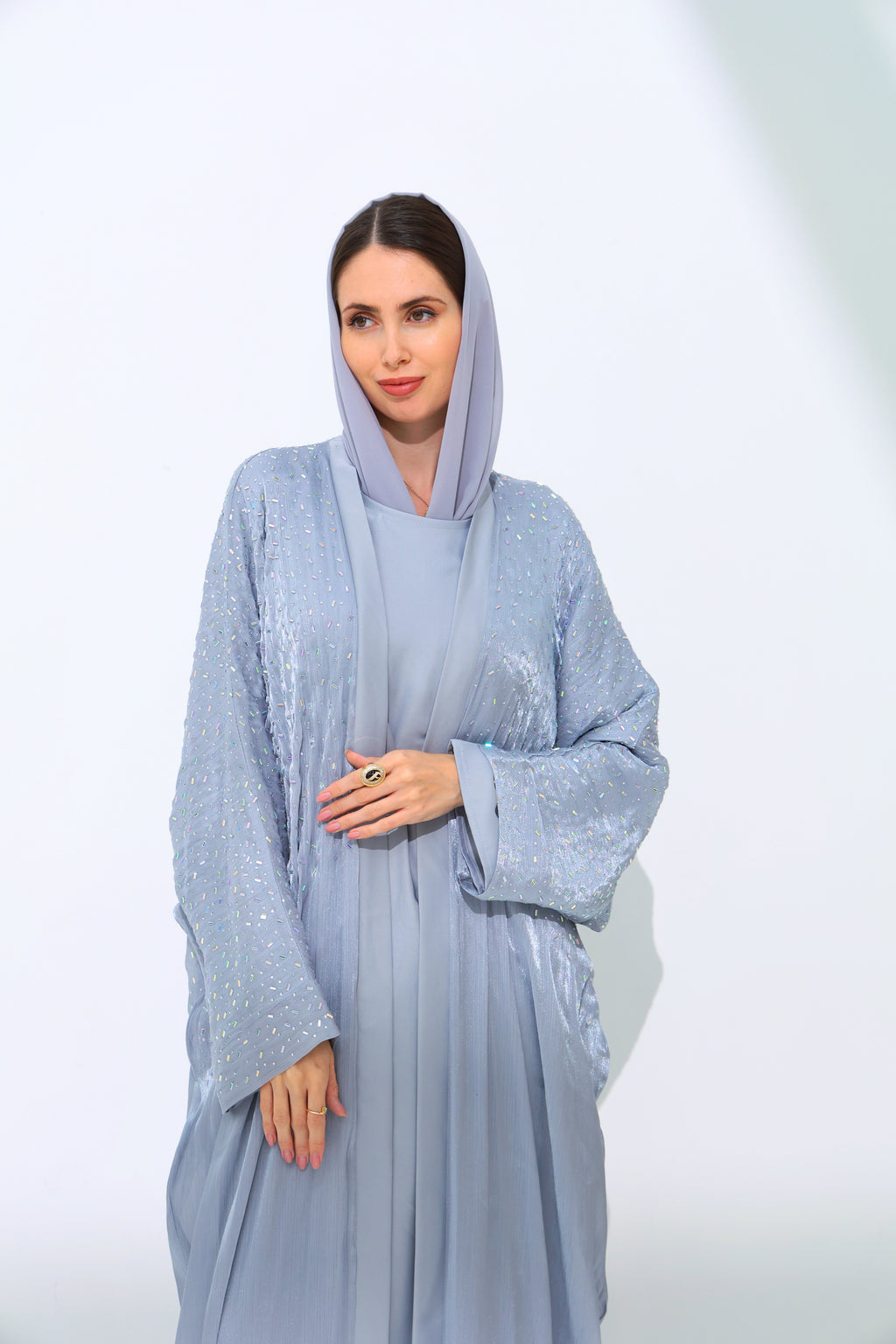 Aleeza Light Blue Cardigan Abaya