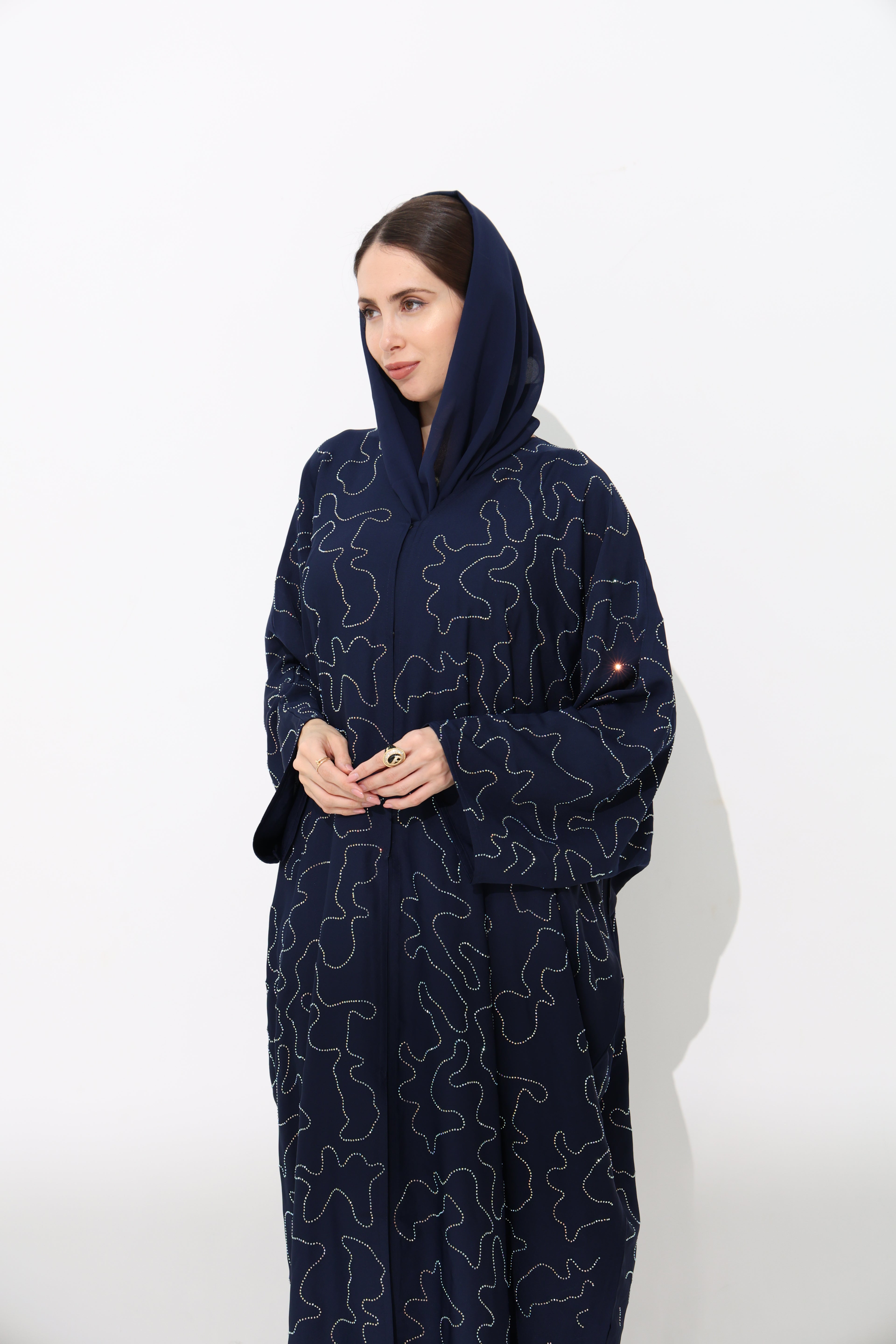 Nadra Dark Blue Farasha Abaya