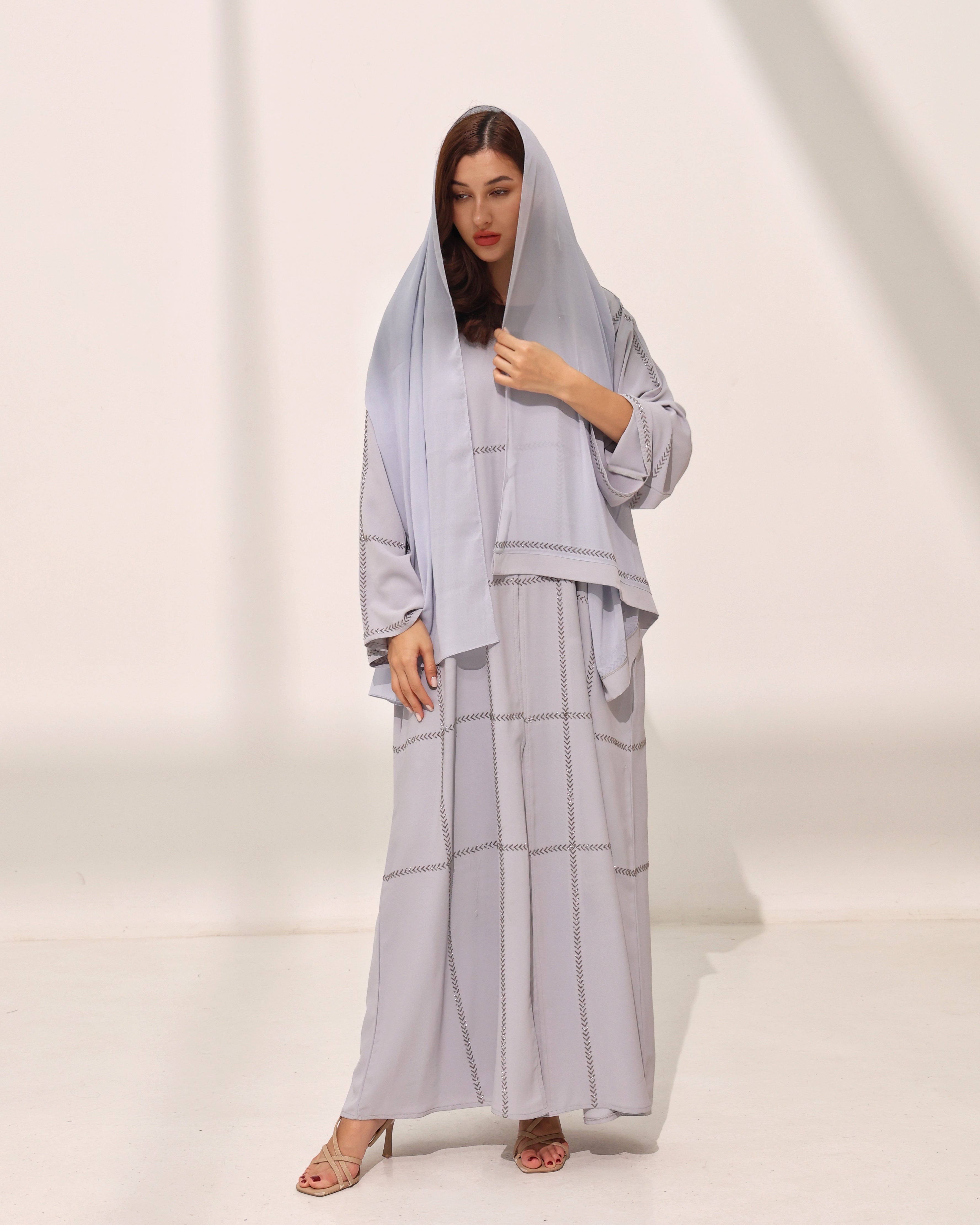 Arzoo Icy Grey Abaya