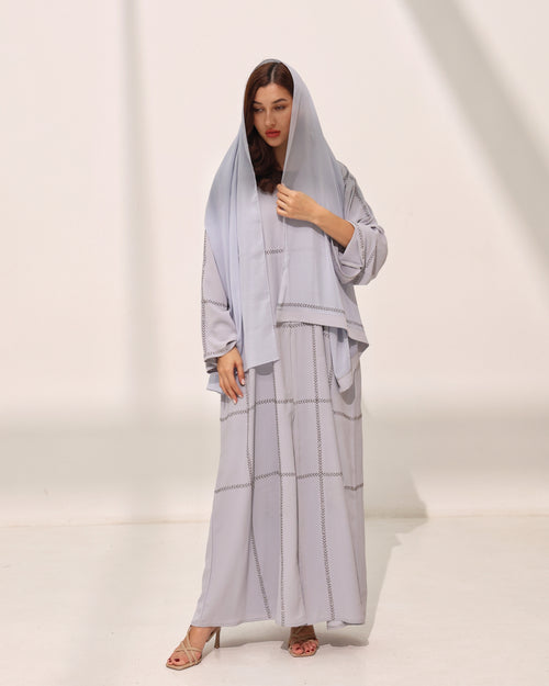Arzoo Icy Grey Abaya