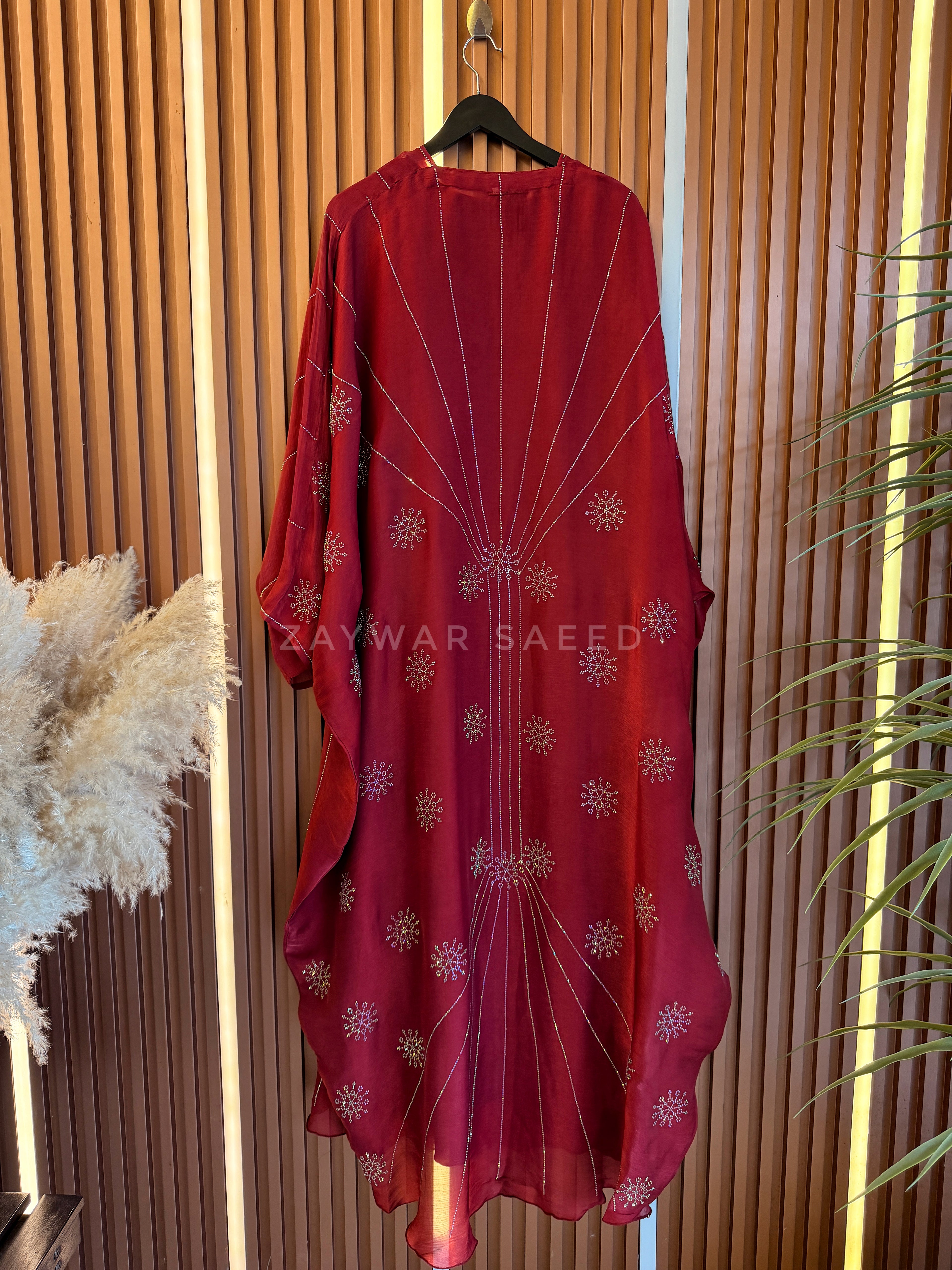 ZARIYA MAROON CARDIGAN ABAYA