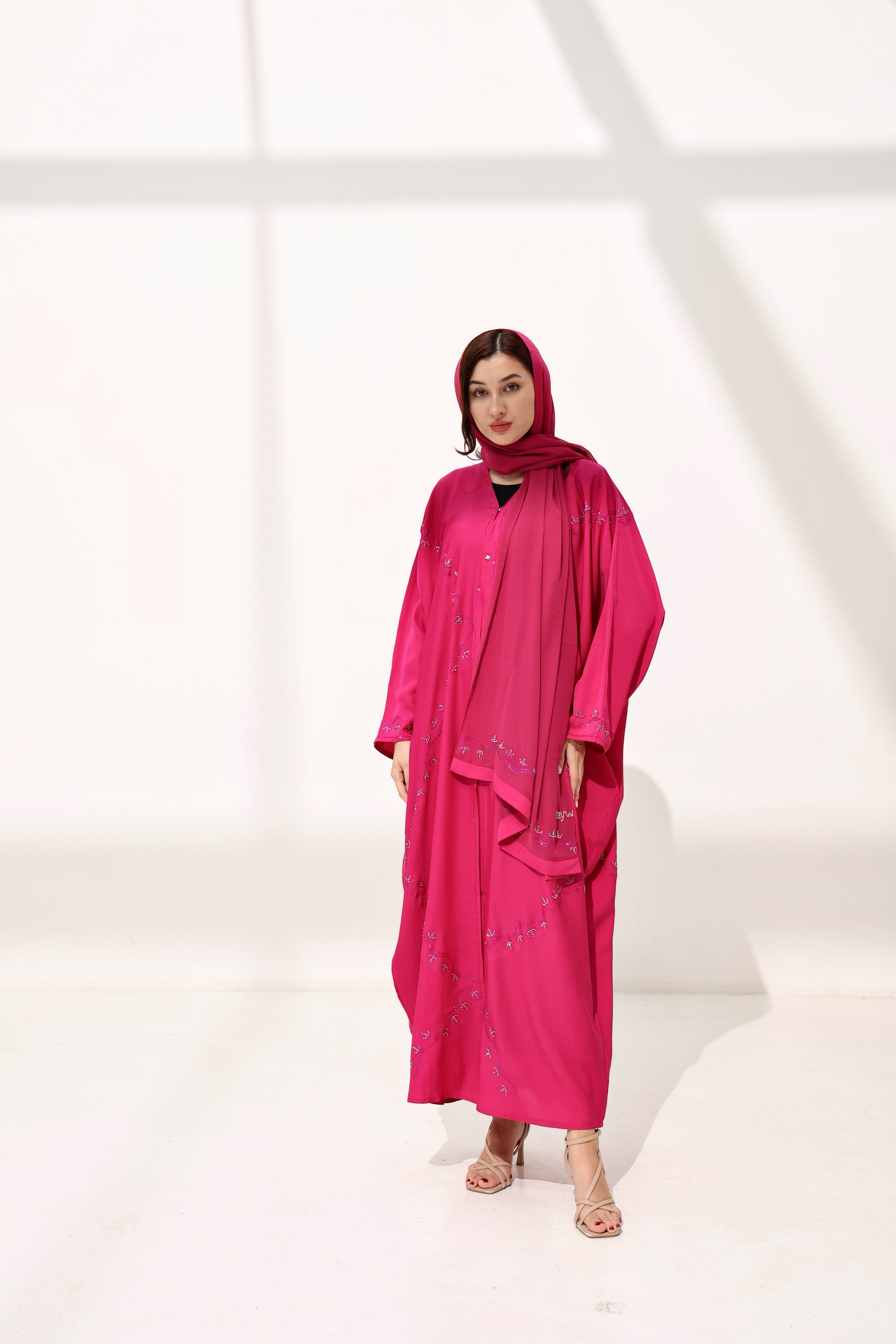 Asma Fushia Pink Farasha Abaya