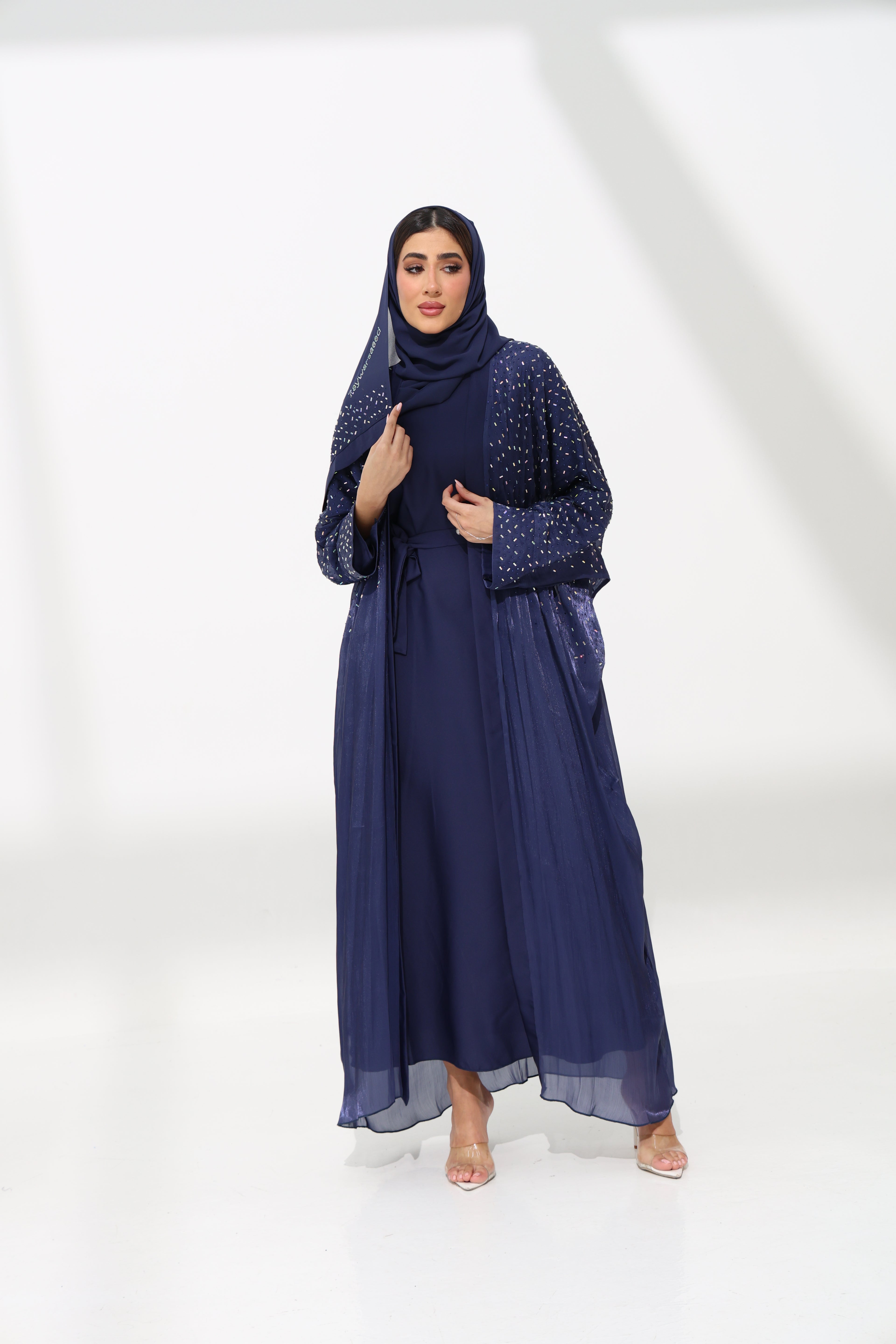 Aleeza Dark Blue Cardigan Abaya