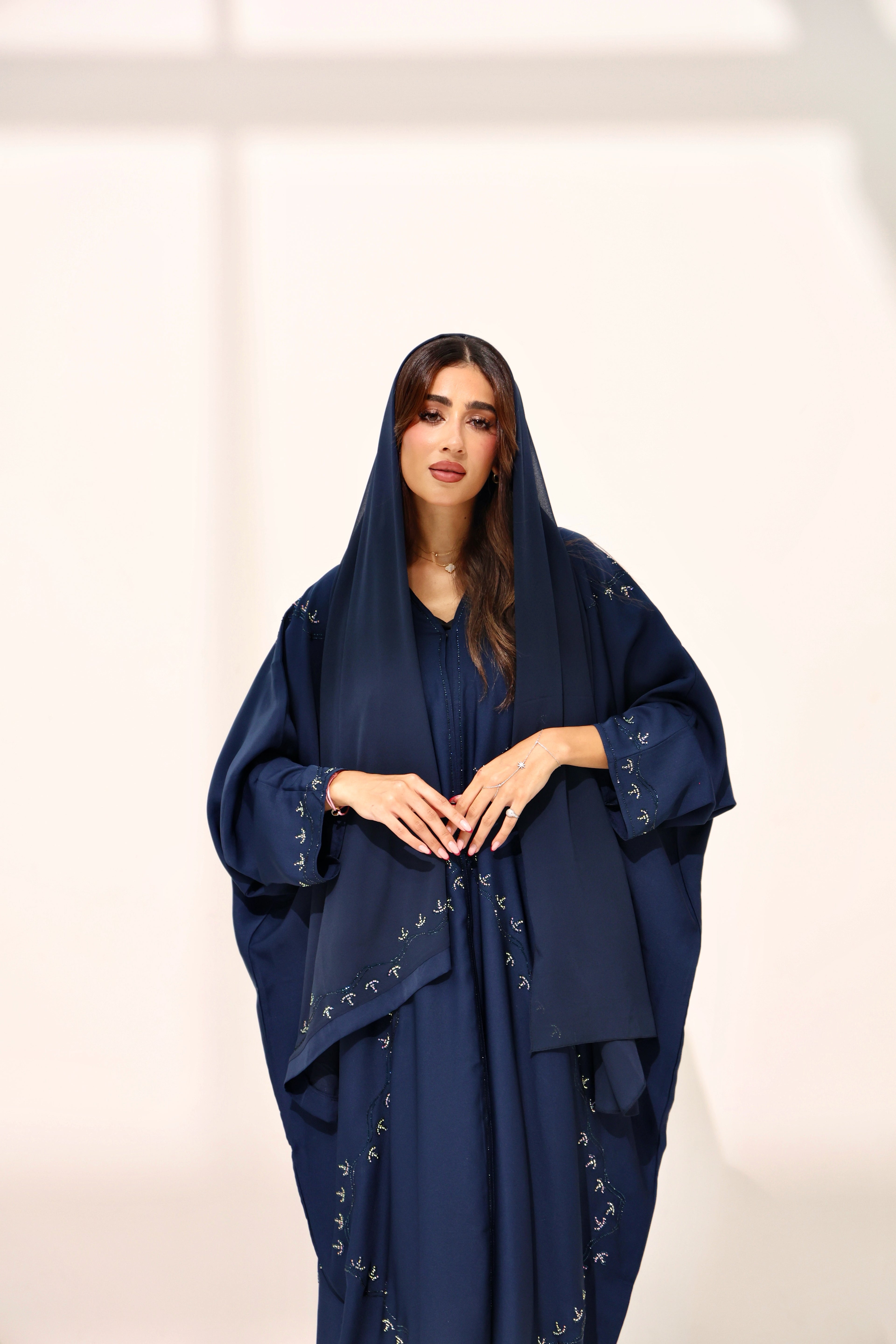 Asma Navy Blue Farasha Abaya