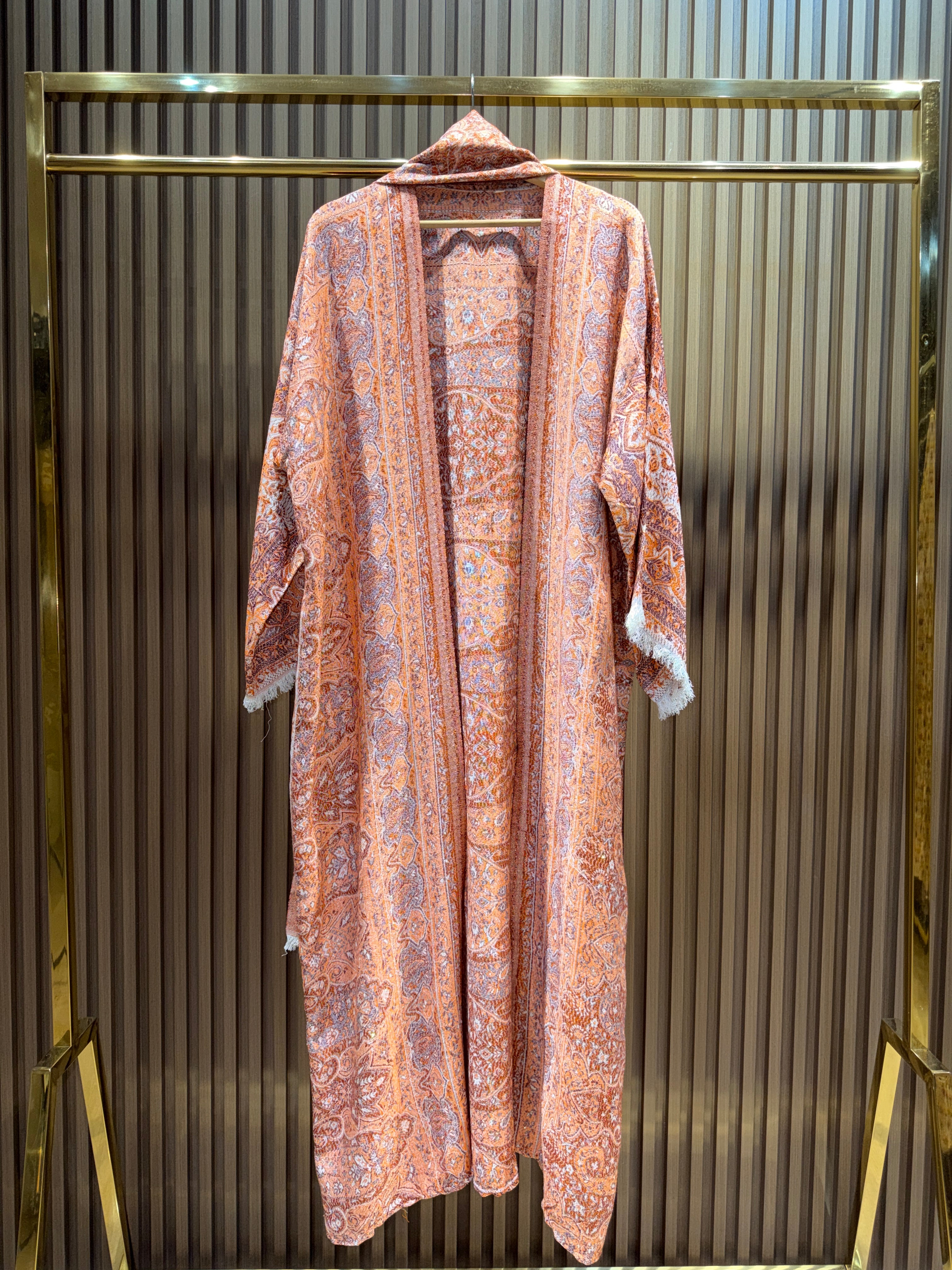 Pashmina Cardigan Abaya - Coral Peach