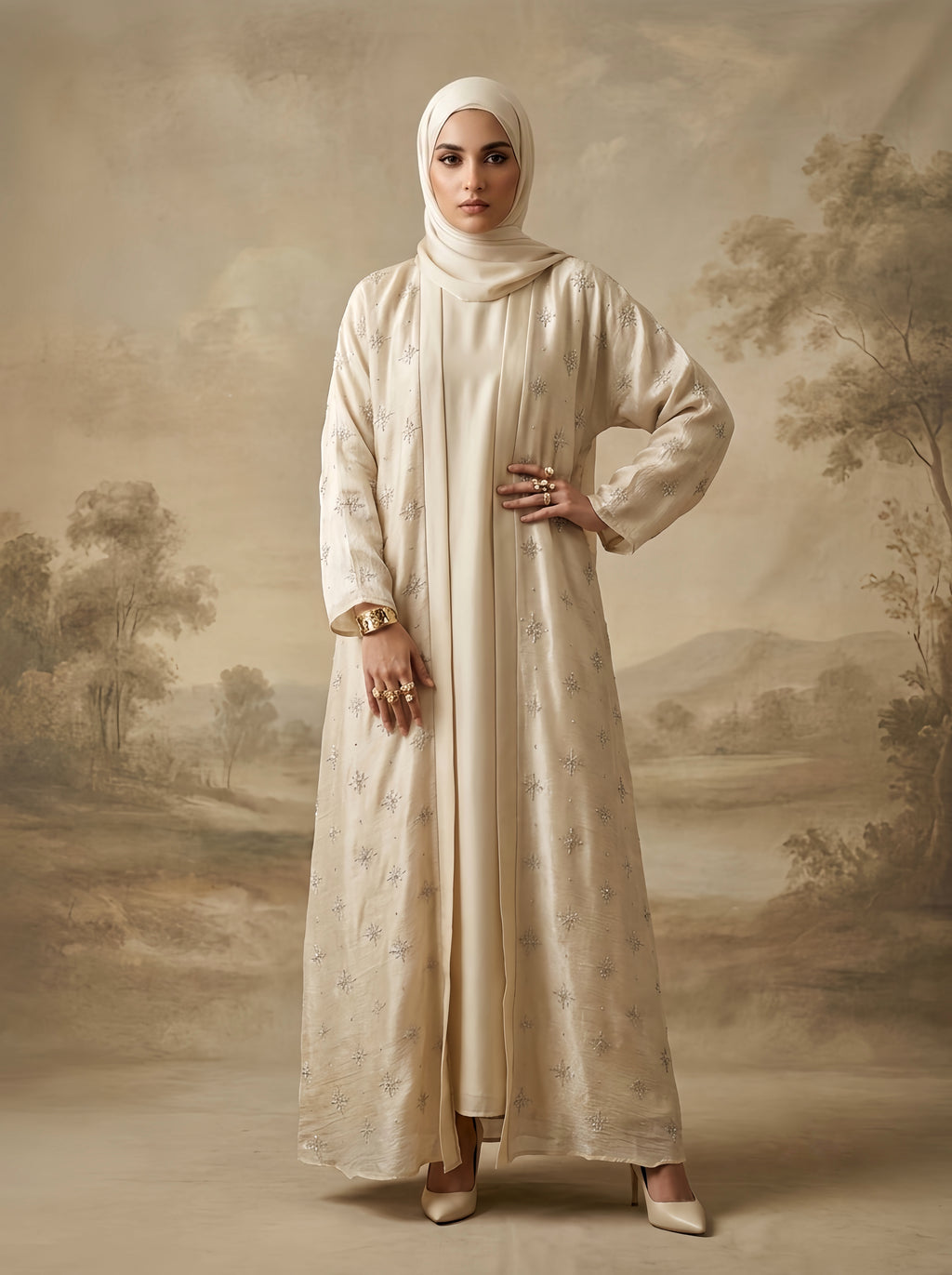 AYRA CHAMPAGNE CARDIGAN ABAYA