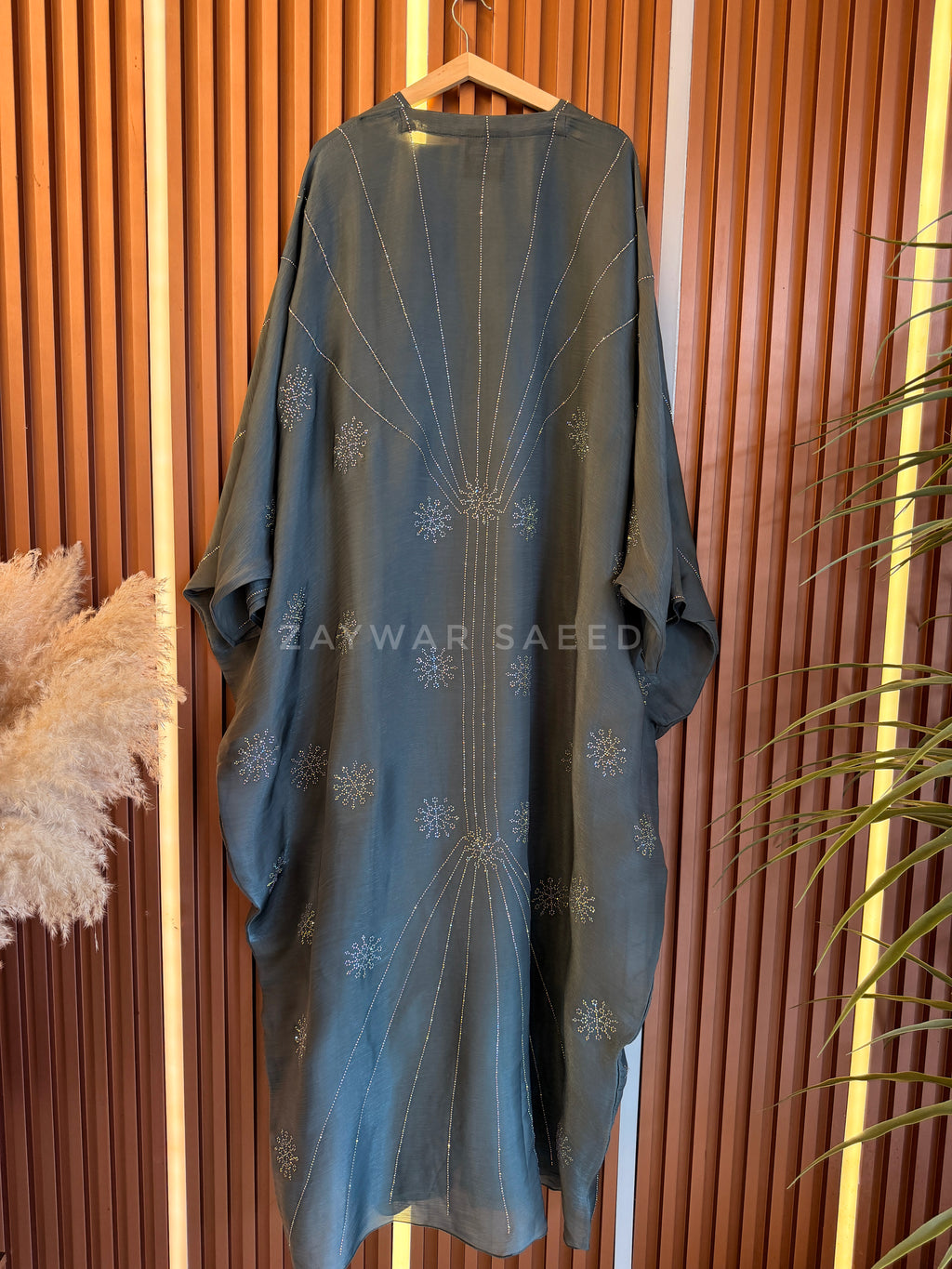 ZARIYA DUSTY SAGE GREEN CARDIGAN ABAYA