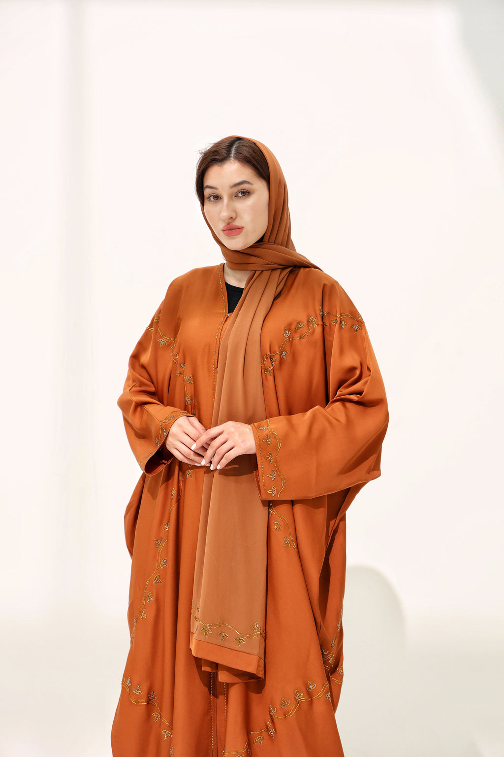 Asma Burnt Terracota Farasha Abaya