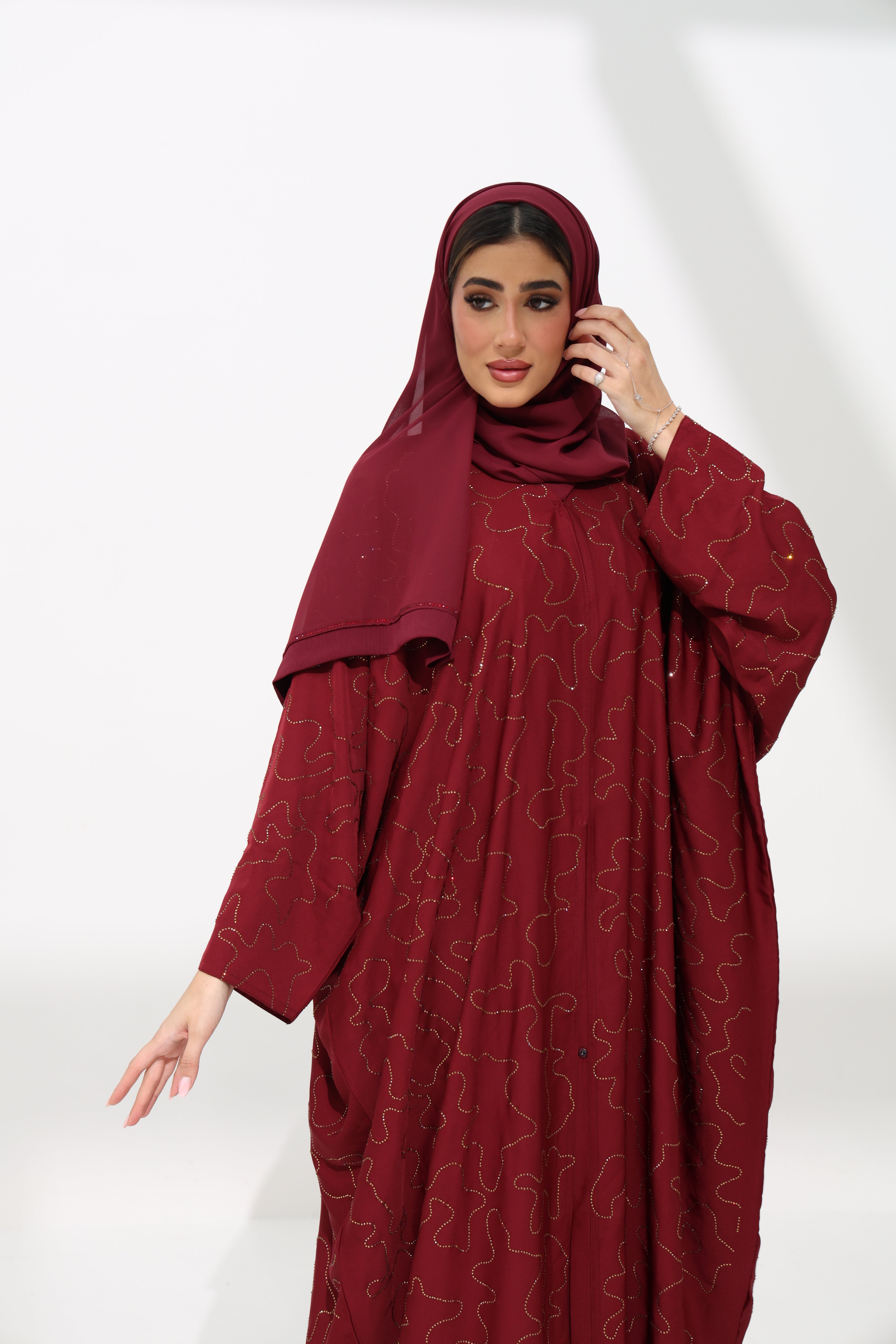 Nadra Maroon Farasha Abaya