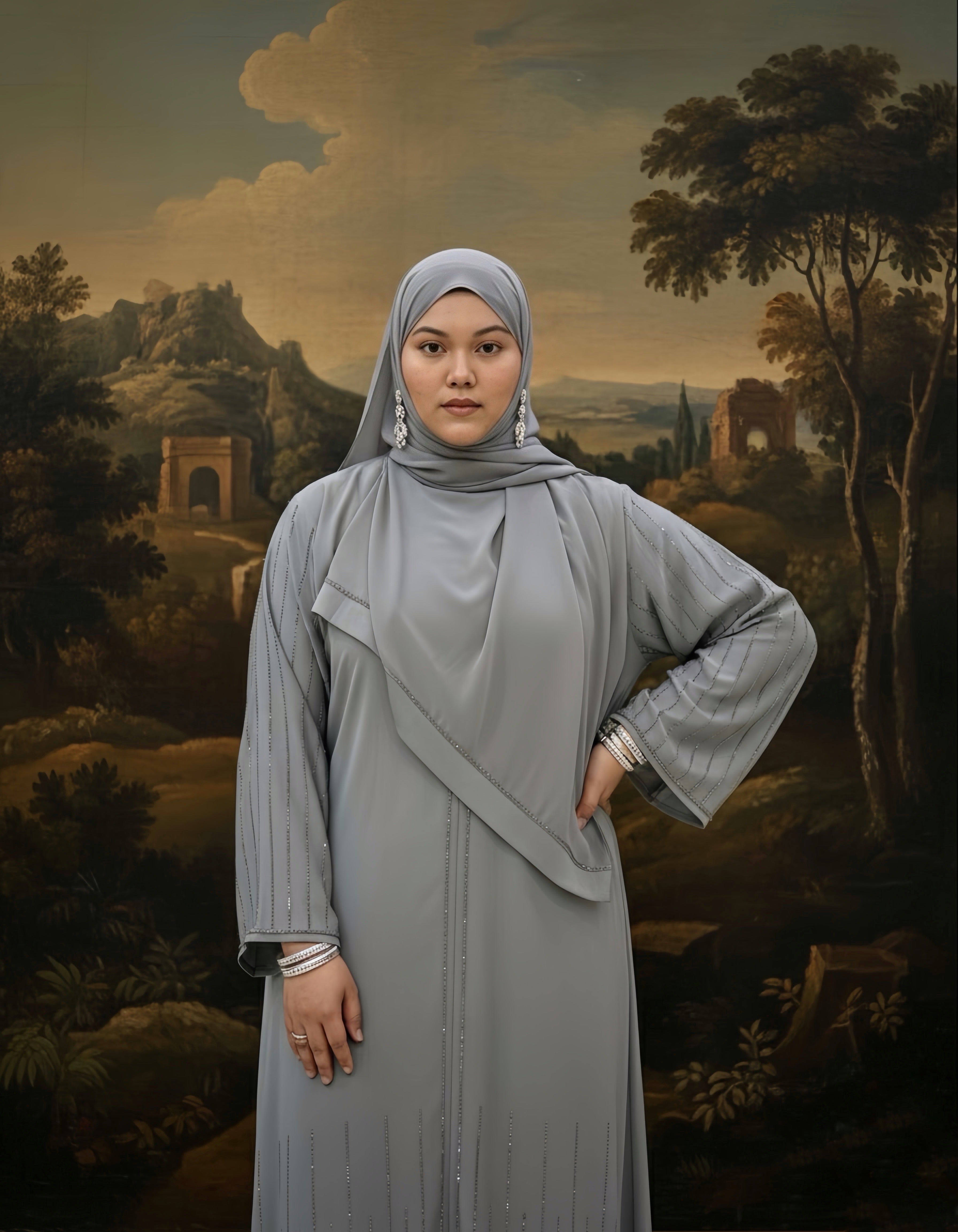 Aurora Grey Abaya