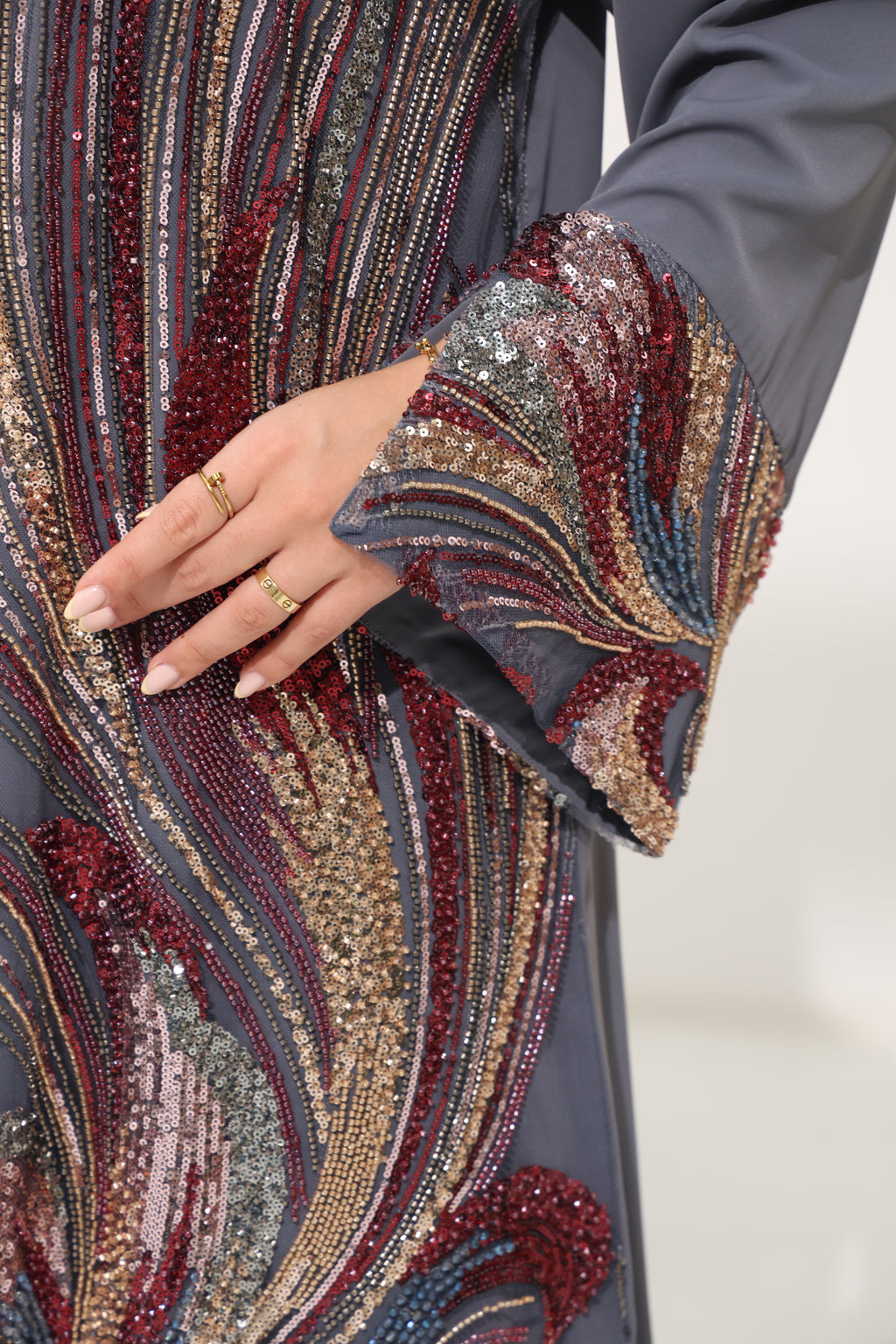 Zareen Luxe - Crimson Whirl Luxury Dress
