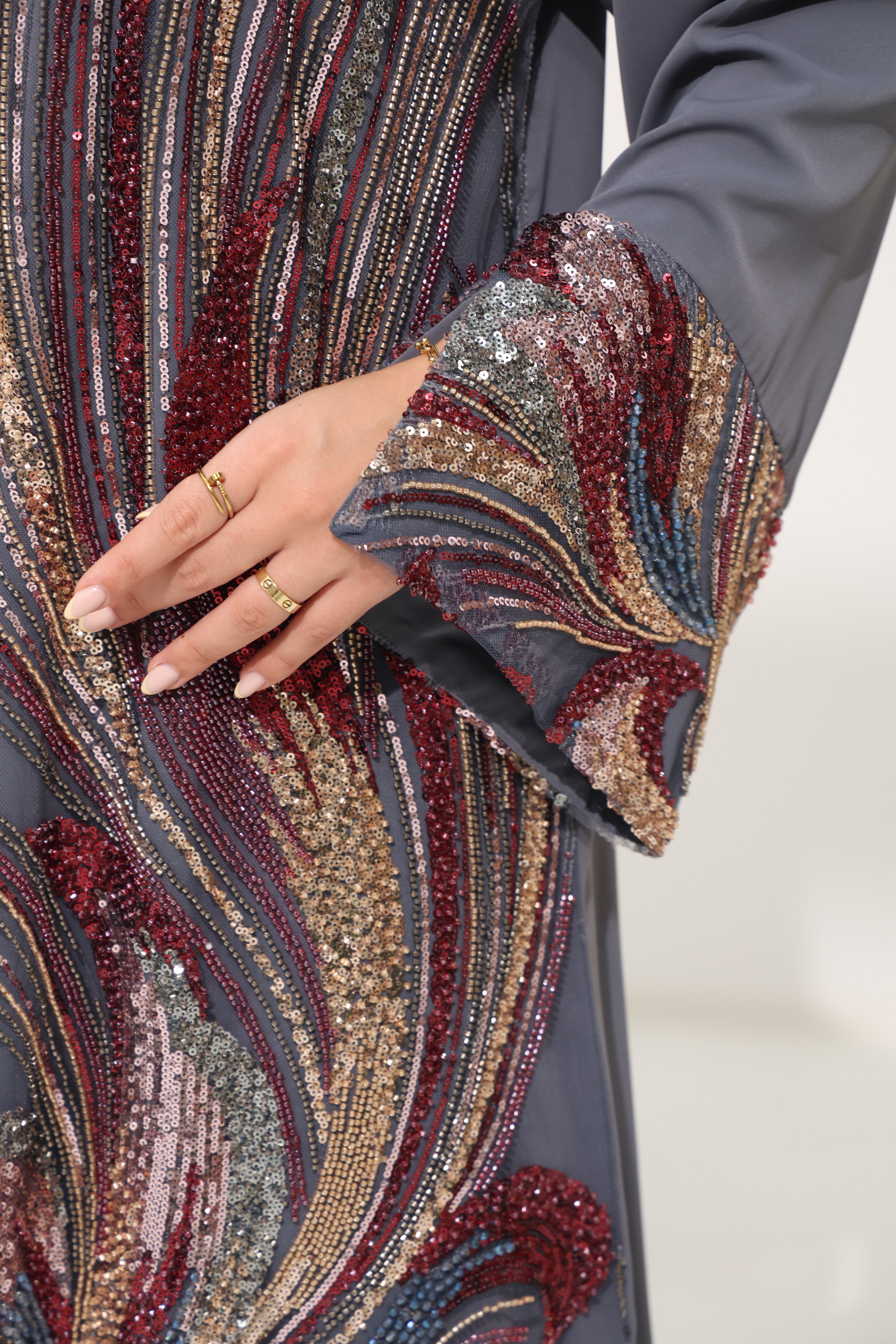 Zareen Luxe - Crimson Whirl Luxury Dress