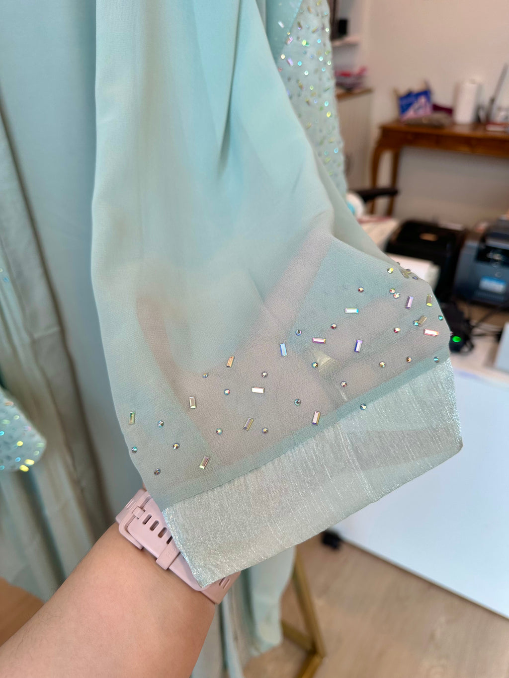 Aleeza Sage green Cardigan Abaya