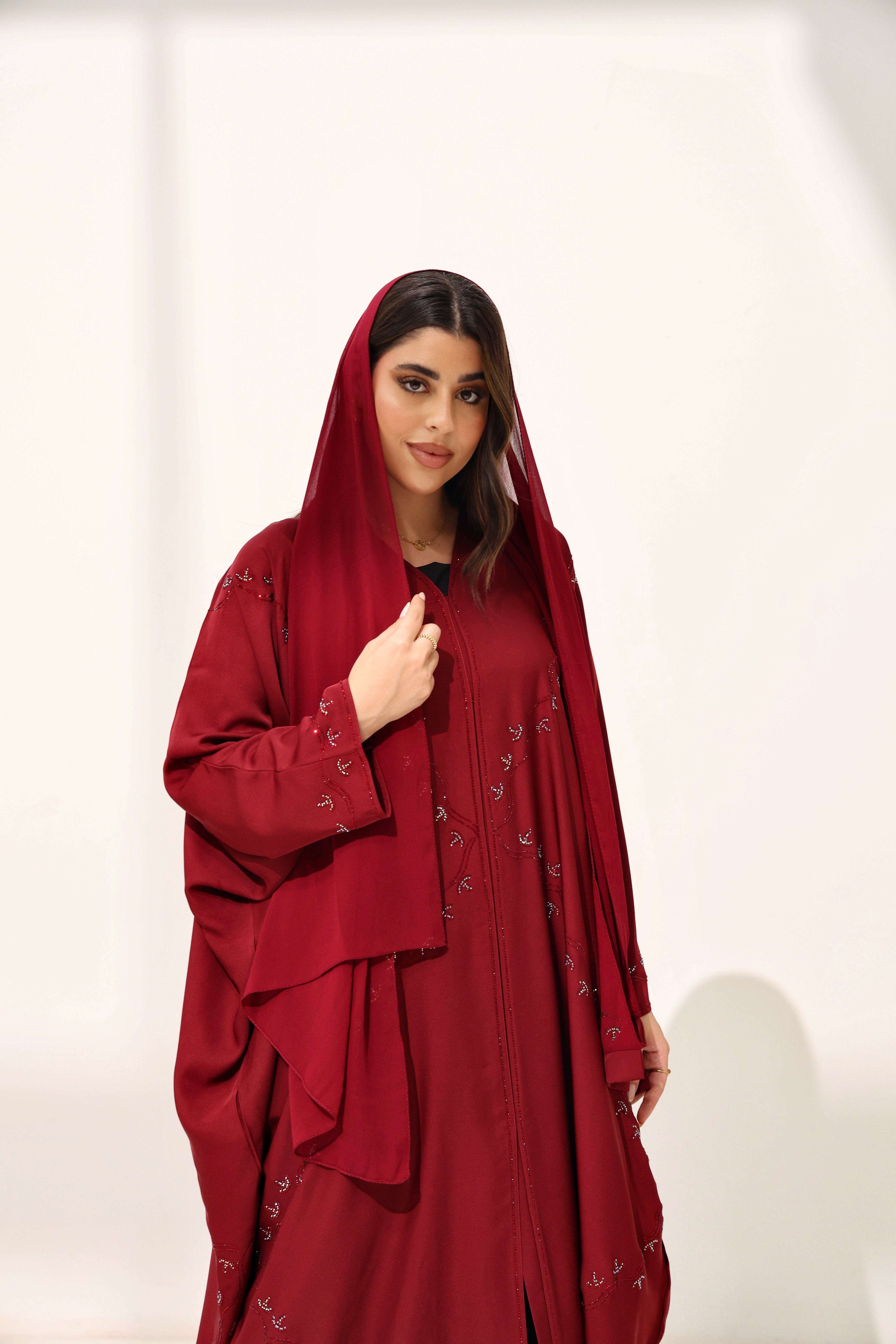 Asma Burgandy Farasha Abaya