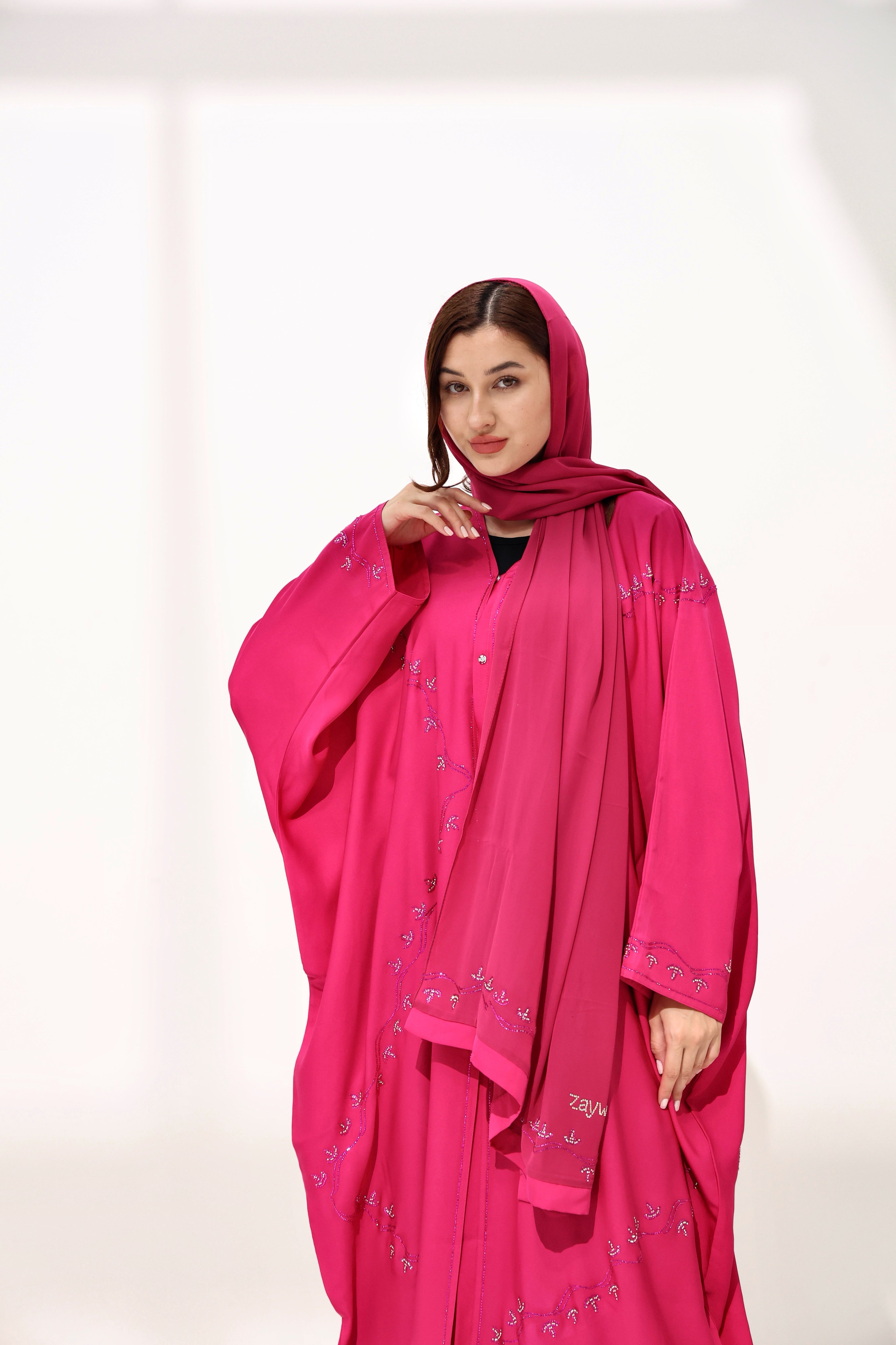 Asma Fushia Pink Farasha Abaya