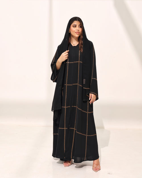 Arzoo Meteorite Gold Abaya