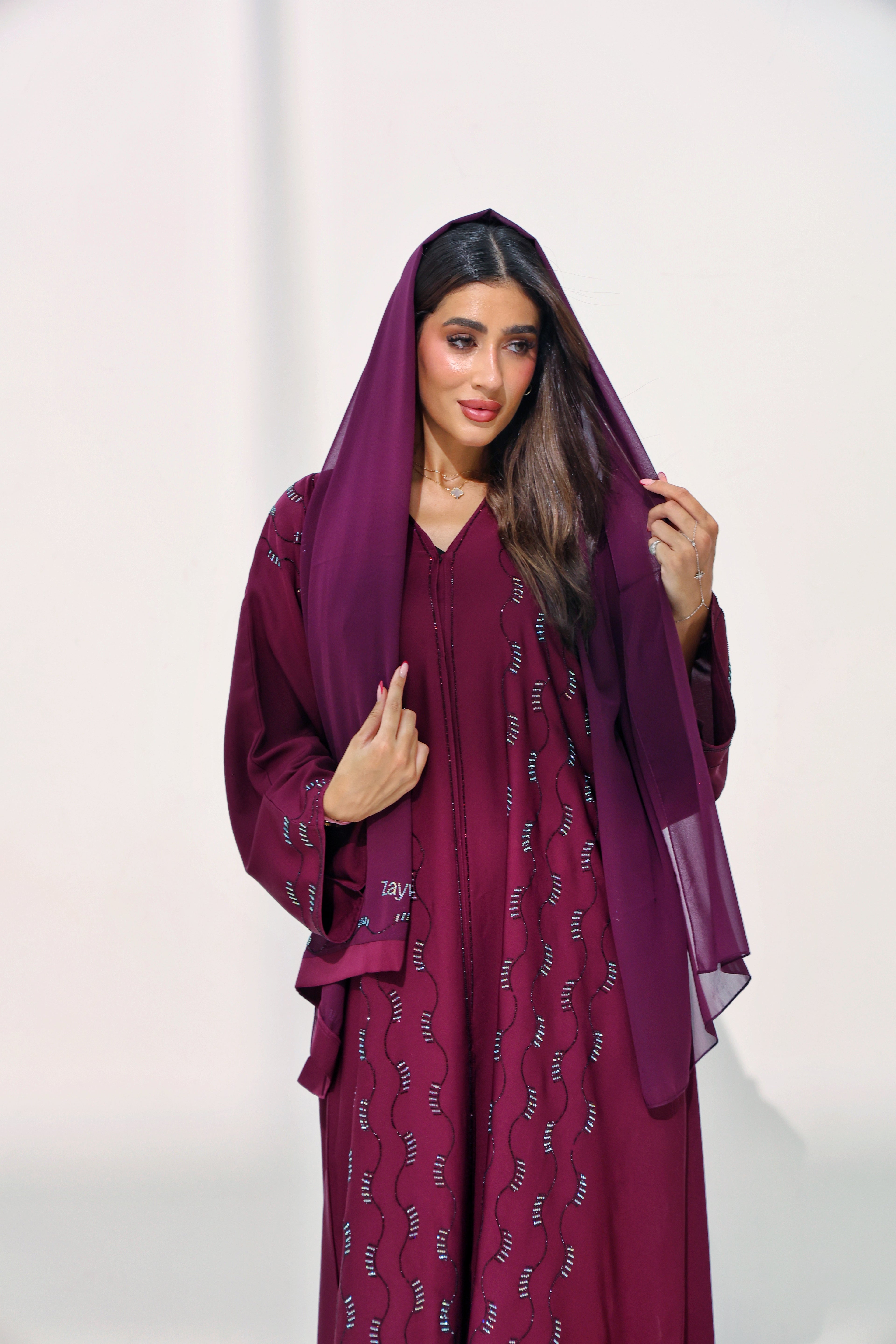 Safa Deep Plum abaya